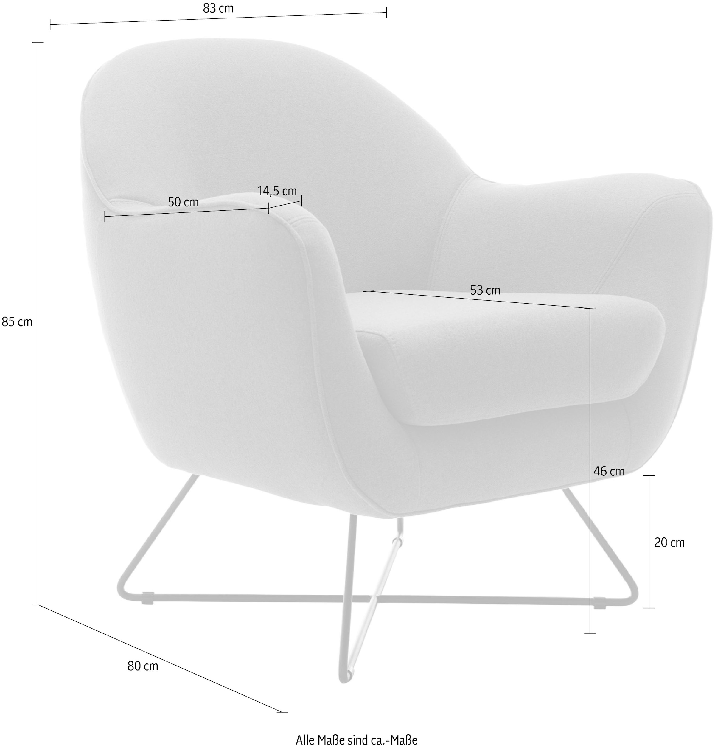 TRENDMANUFAKTUR Fauteuil »Evora, Loungesessel, Designsessel« dans un style intemporel avec structure métallique moderne