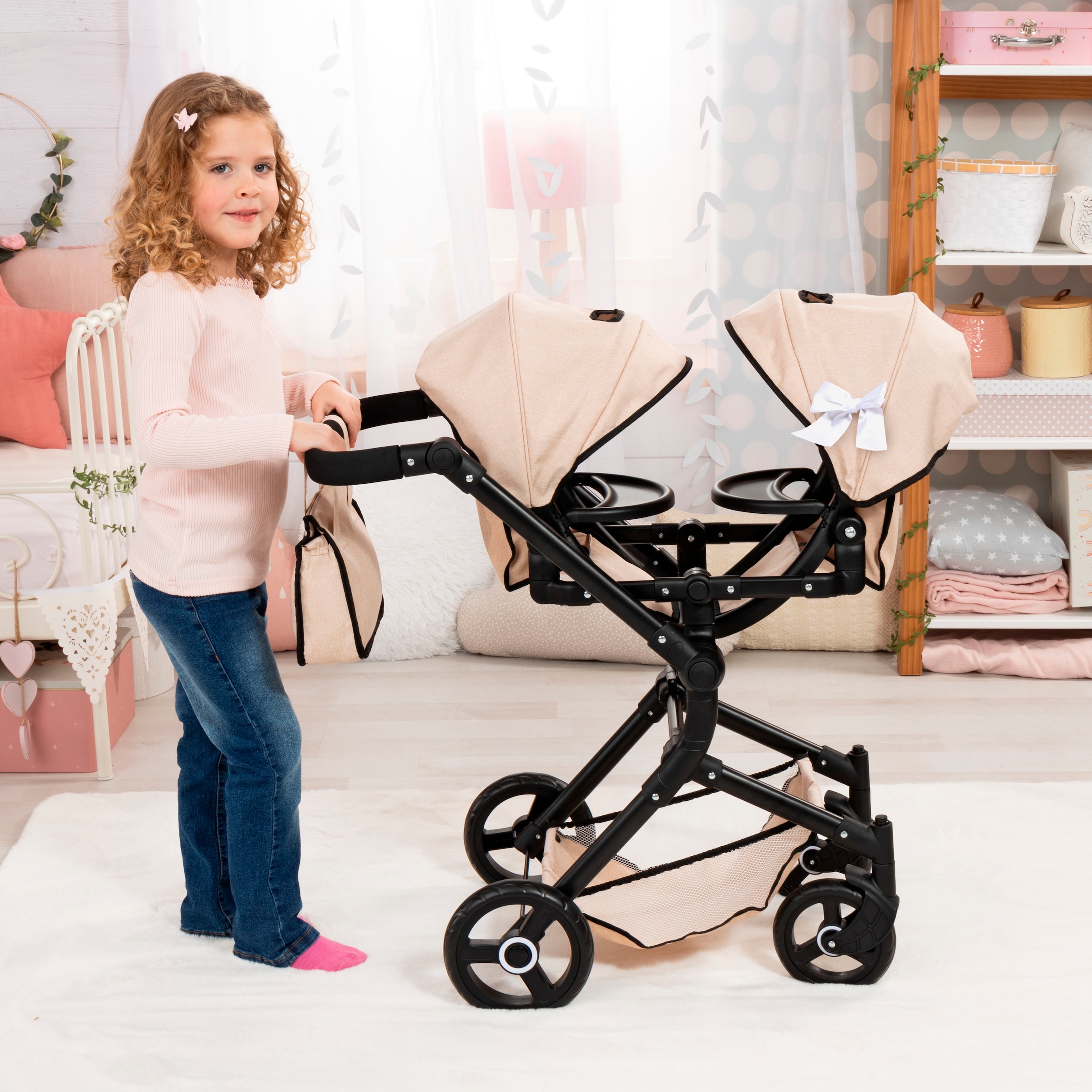 Bayer Puppen-Zwillingsbuggy »Twin Neo« mit Wickeltasche