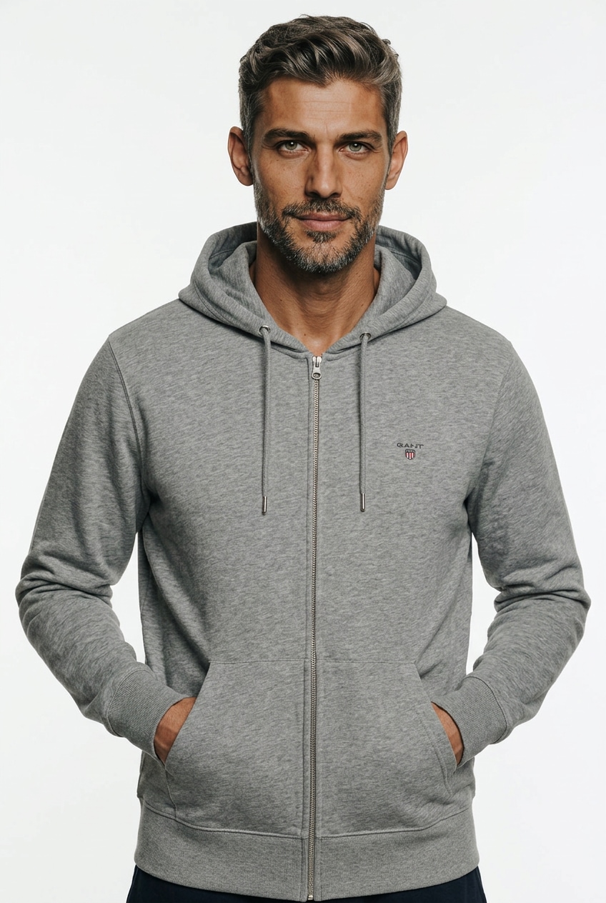 Gant Kapuzensweatjacke »REG SHIELD FULL ZIP HOODIE« mit Logostickerei auf der Brust