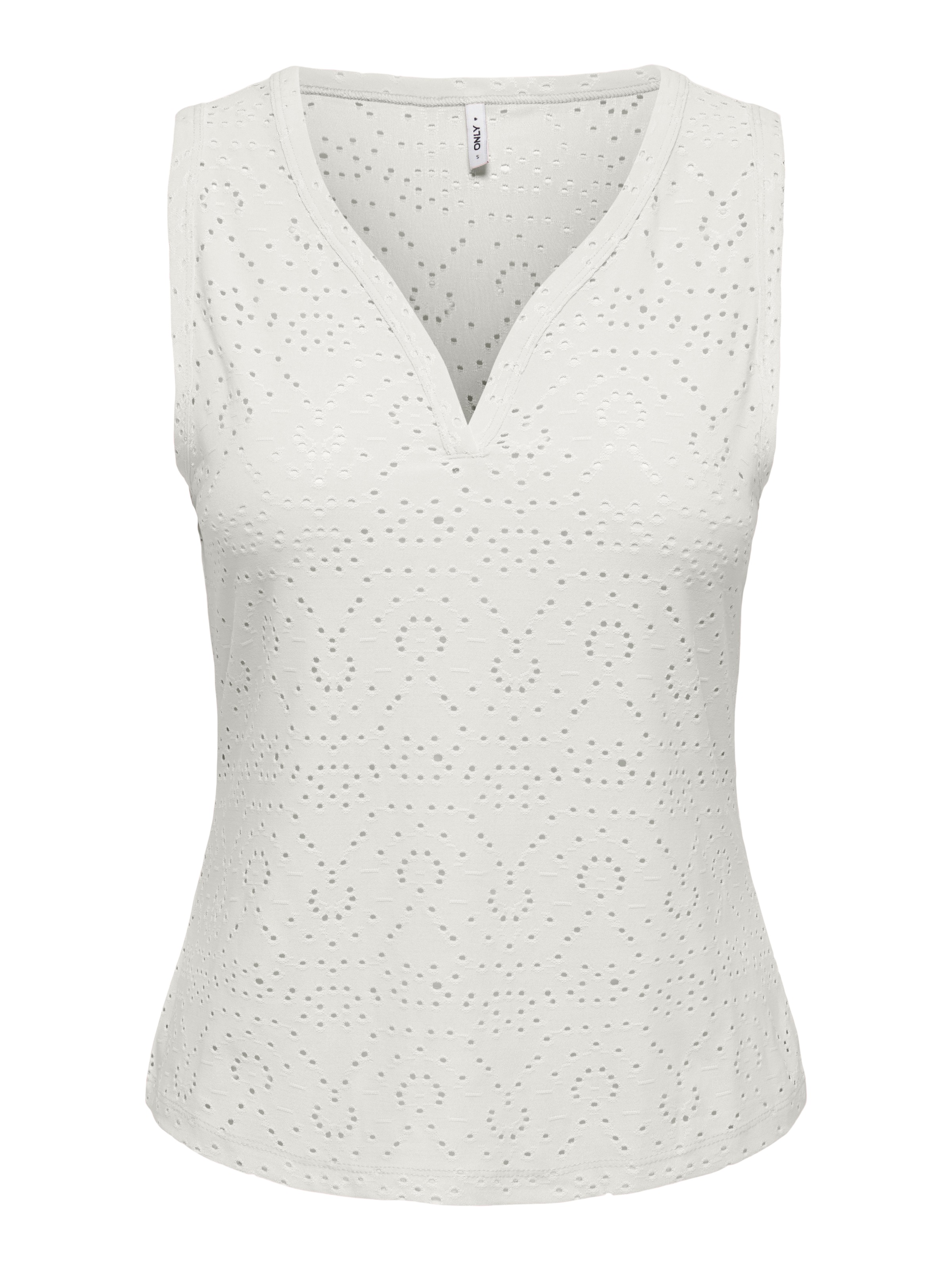 ONLY Top en dentelle »ONLSMILLA S/L V-NECK TOP JRS« Materialmix, regular fit, V-Ausschnitt