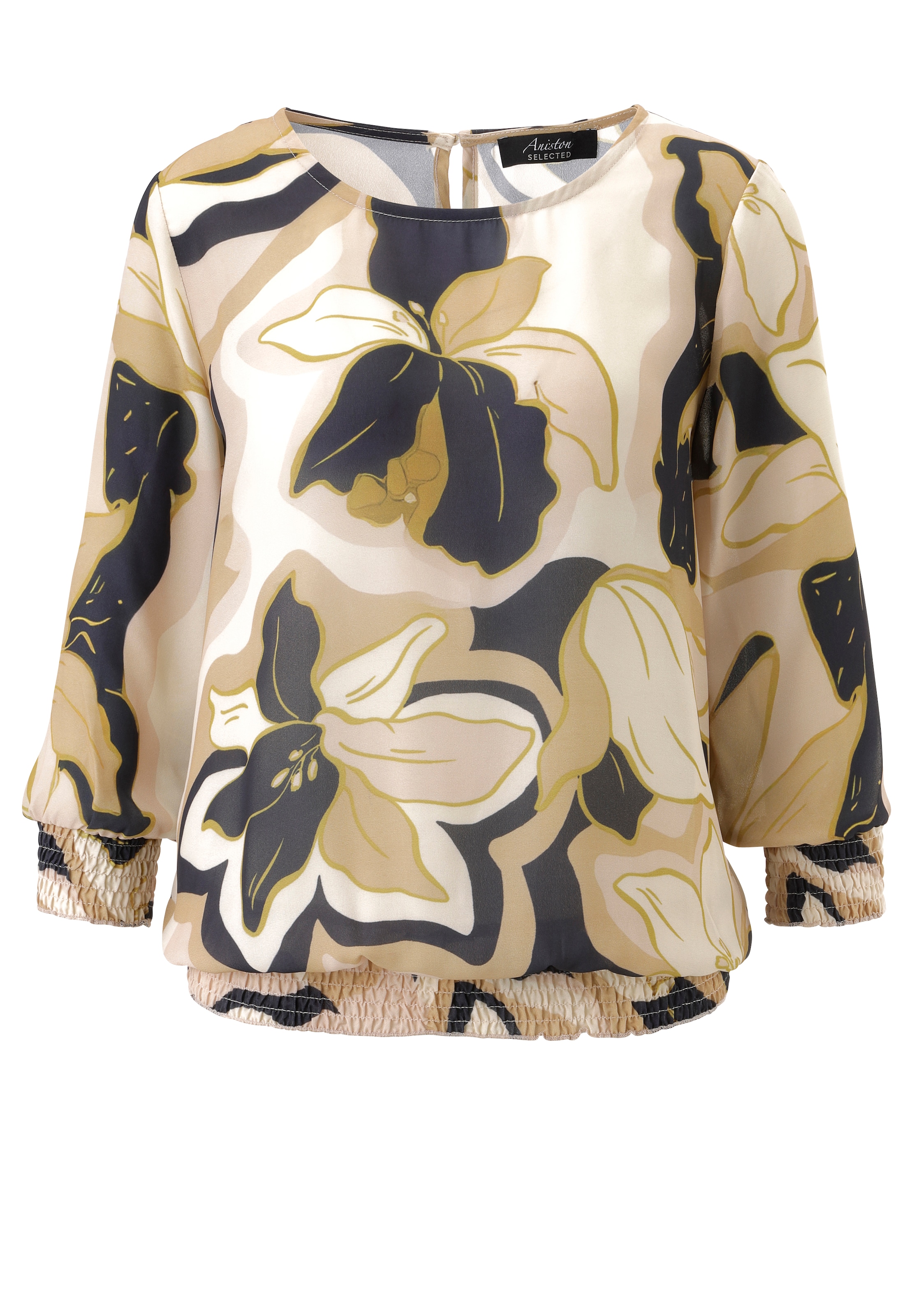 Aniston SELECTED Blouse à enfiler mit Smokbündchen und allover Blumenmuster- NEUE  KOLLEKTION