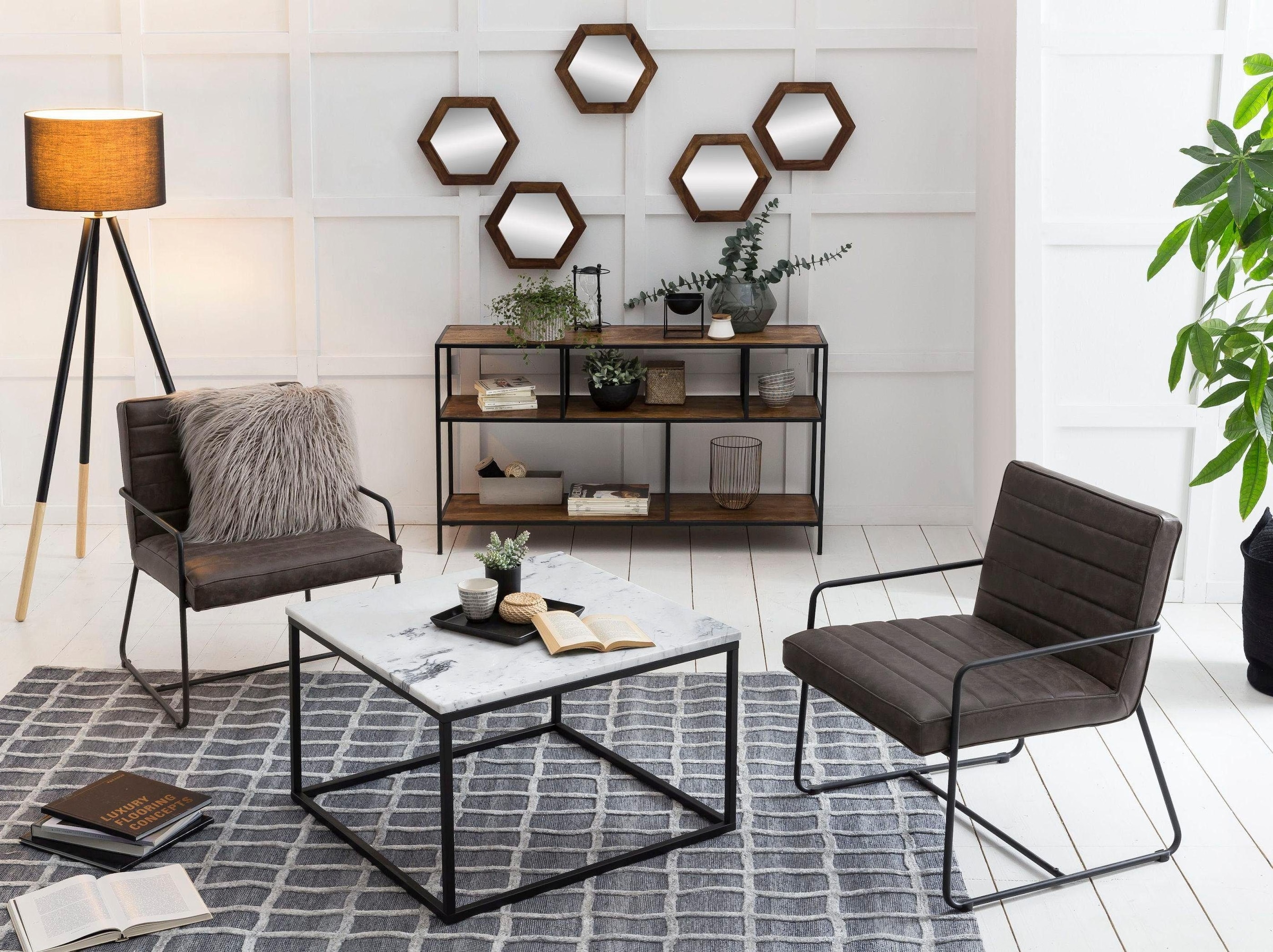 SIT Couchtisch »Wien aus Marmor mit Metallgestell – quadratisches Design« Echter Marmor mit gerader Kante & stabilem Metallgestell