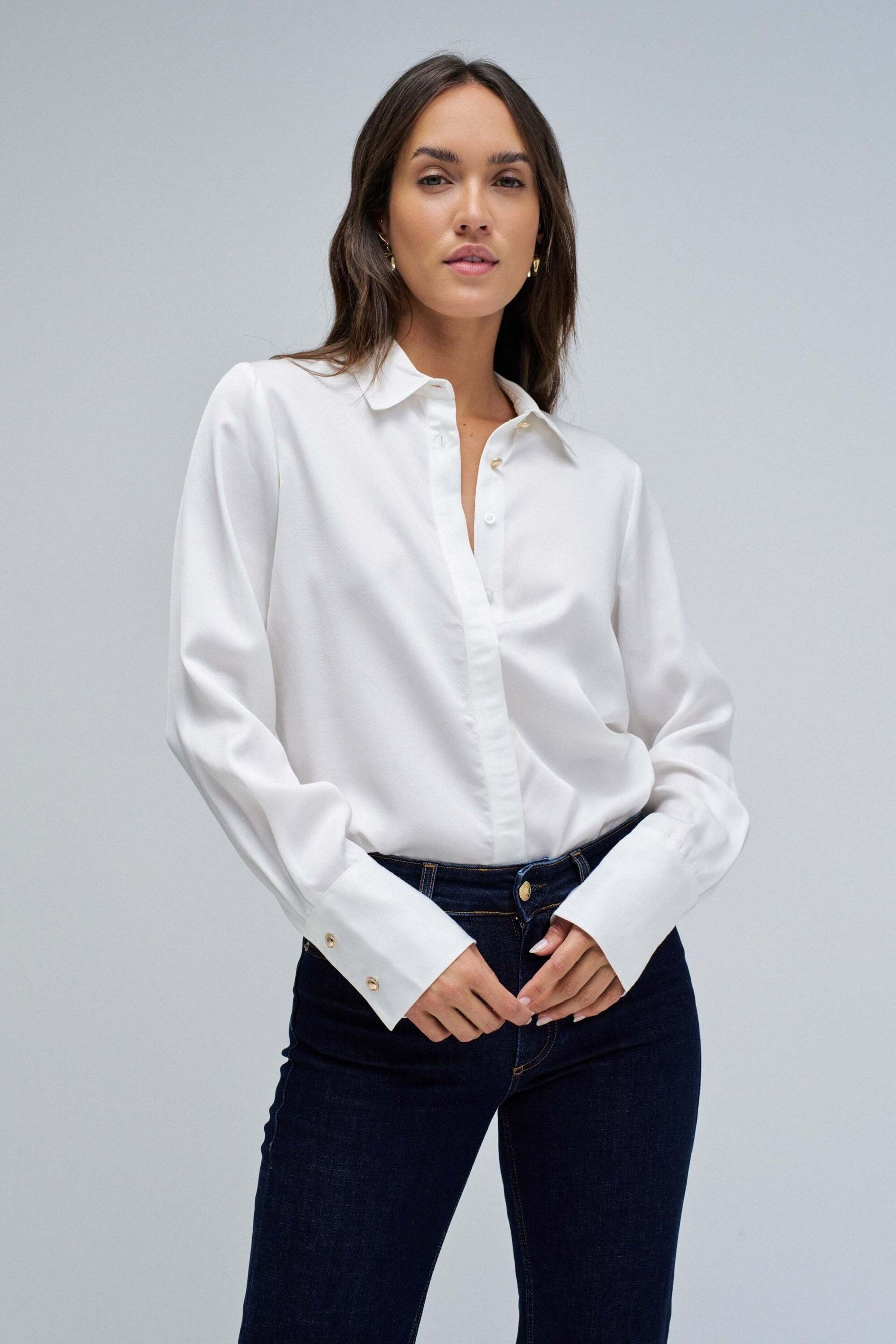 Salsa Blouse à manches longues »Salsa Jeans Langarmbluse Basic Shirt W/ Gold Buttons«