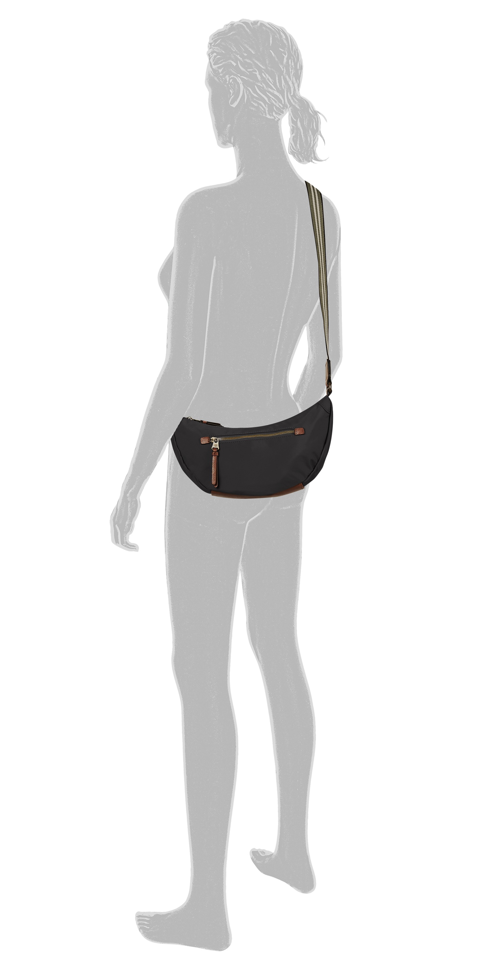 camel active Handtasche »Bari« aus hochwertigem matten Nylon mit gestreiftem Gewebeband