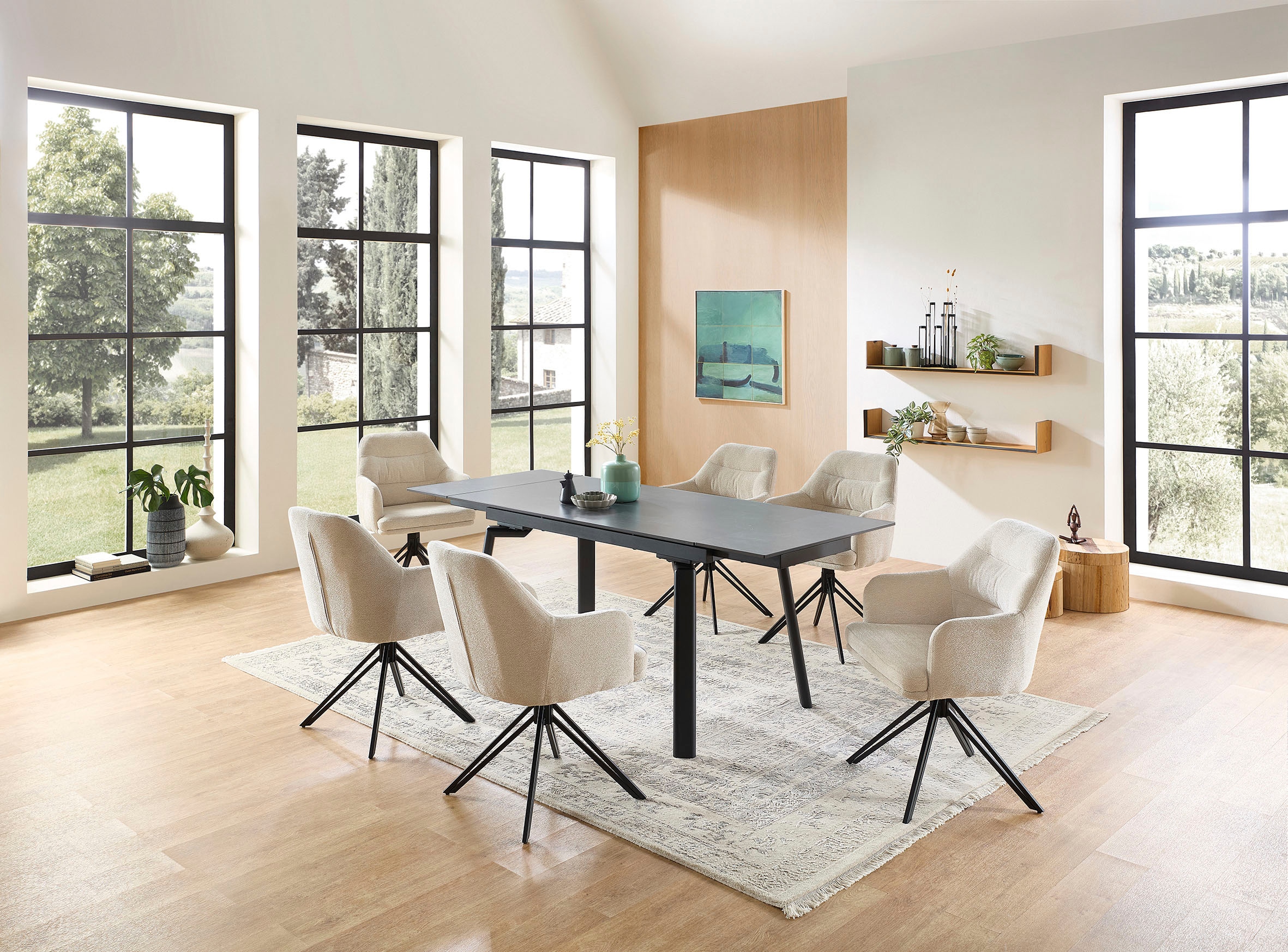 Stolkom Chaise avec accoudoirs (Ensemble) 2 cuislargeur 56,5 cm, pivotant à 180° avec retour automatique