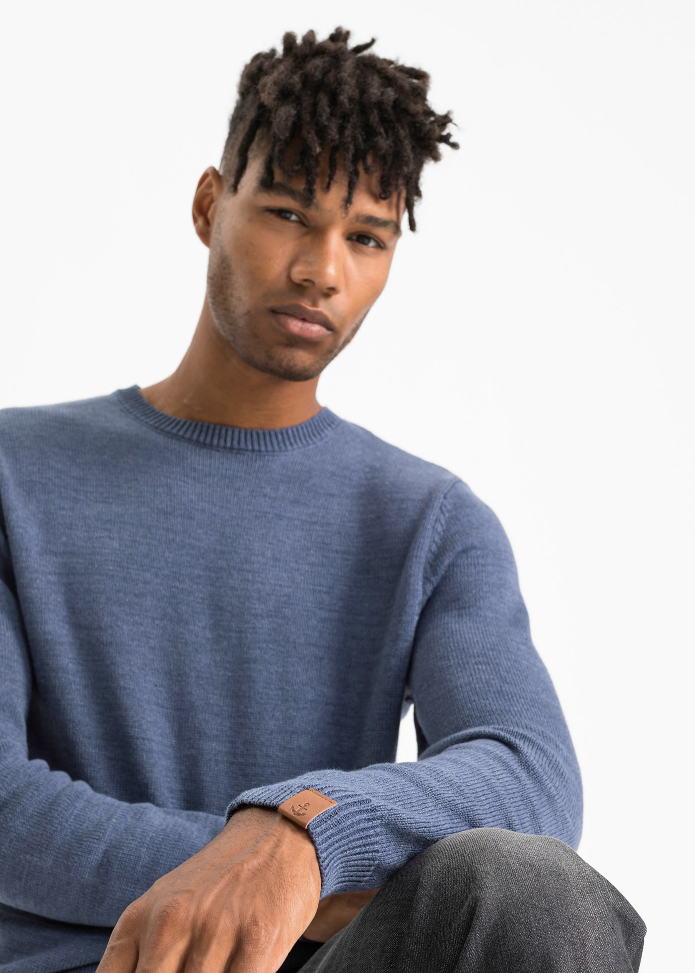 bonprix Pull en tricot aus Baumwolle, mit Rundhalsausschnitt, für vielseitige Anlässe