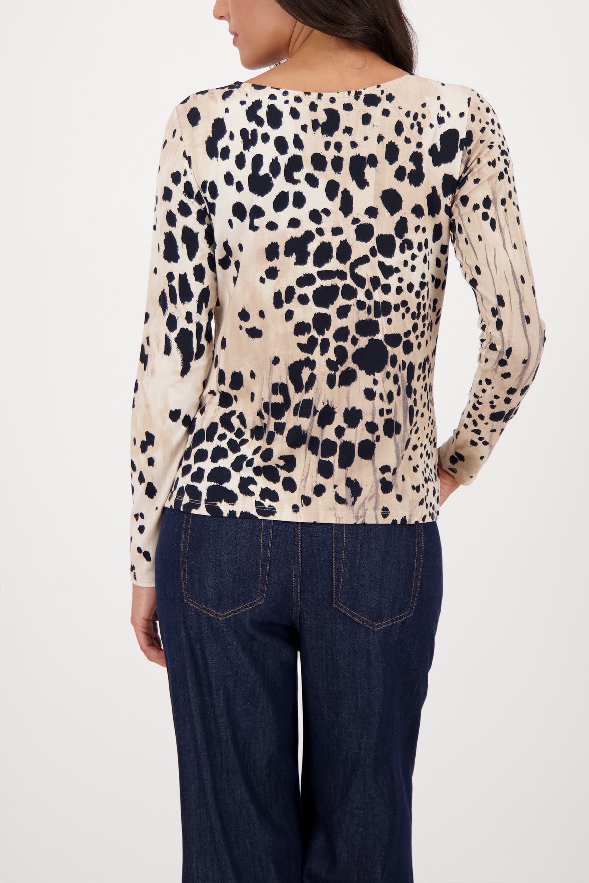 Monari Langarmshirt »Shirt Leo allover« Regular fit mit Rundhalsausschnitt