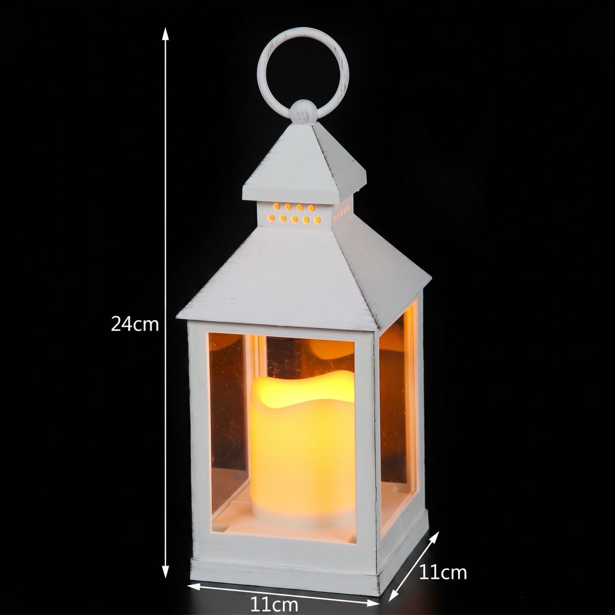 Ambiente Haus LED Aussen-Tischleuchte »Laterne antikweiss 24cm inkl LED Ke« 1 Stk. Warmweiss