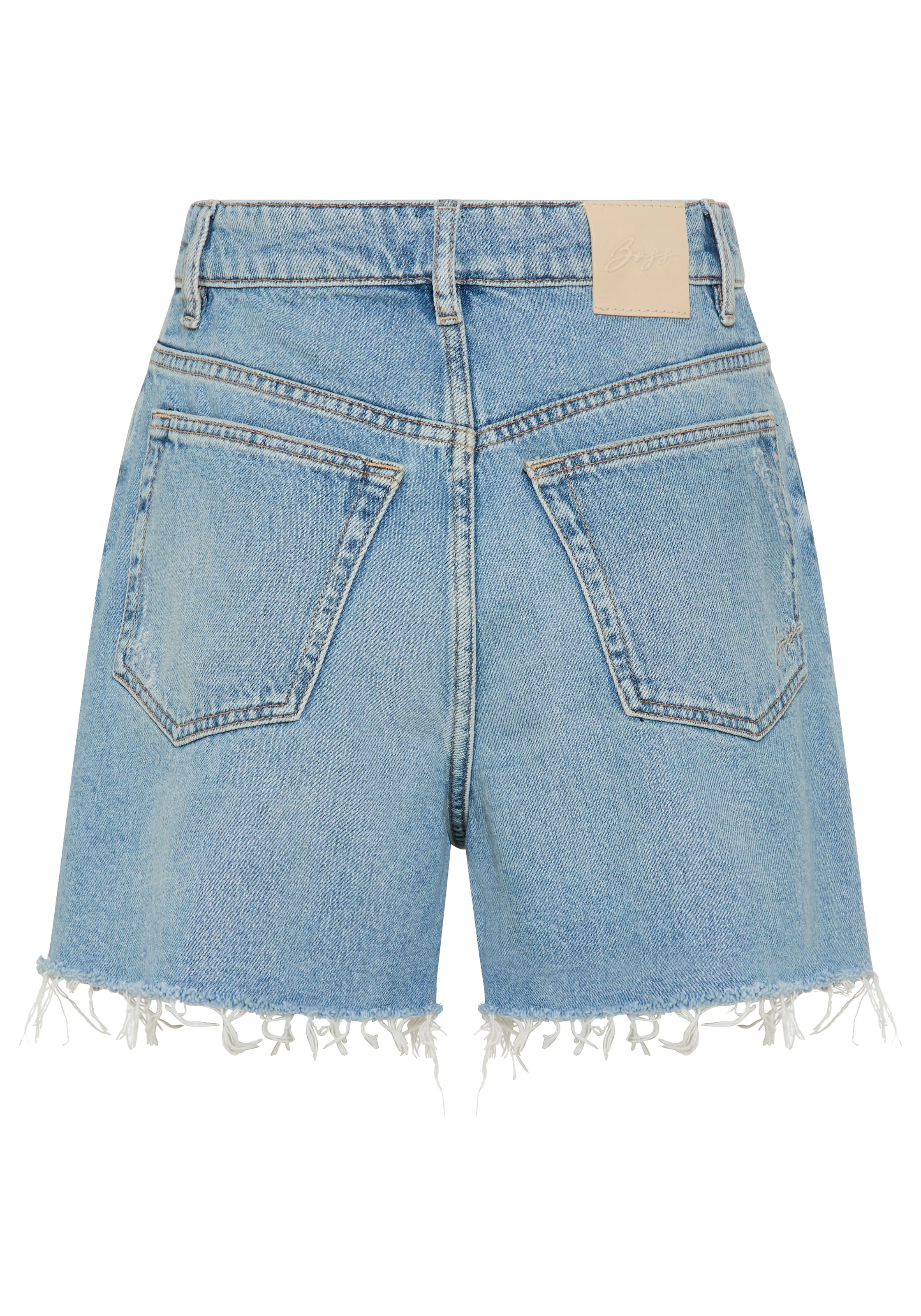 BOSS ORANGE Short en jean »SHORTS Premium Damenmode« avec look usé discret, taille haute