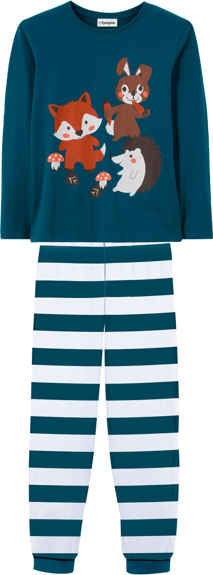 bonprix Pyjama »Pyjama aus reiner Baumwolle (2-tlg. Set)« Set, 2 tlg. bequeme Passform mit elastischem Bund, aus weichem Baumwollmaterial