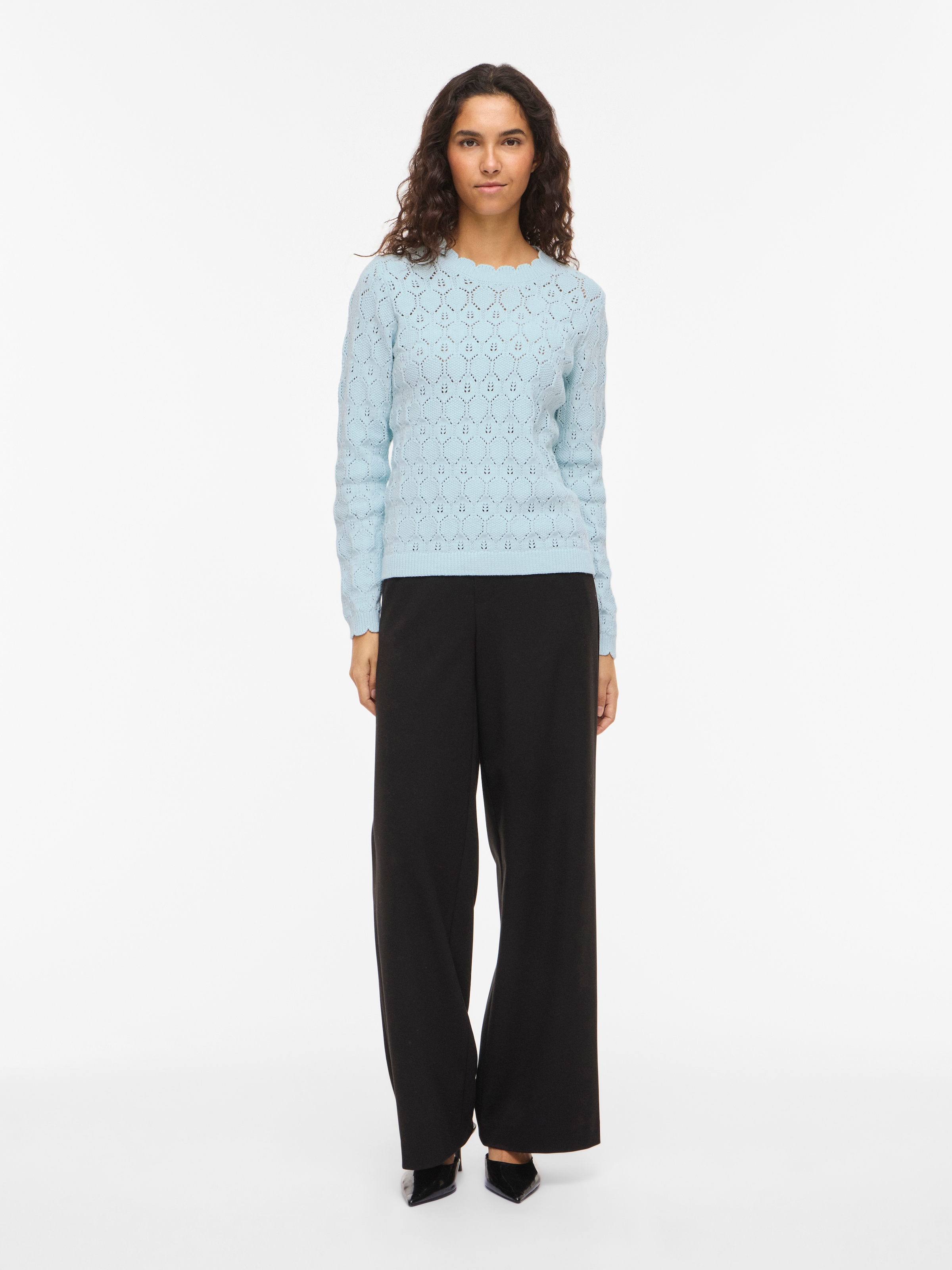 Vila Pull à col rond »VILOWEN L/S POINTELLE KNIT TOP/PB«