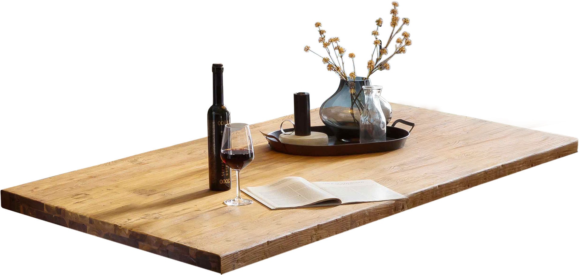 SIT Esstisch »Mainz aus recyceltem Teak mit extravagantem Metall-Wangengestell« 1 Stk. tlg. 50 mm starke Teakholzplatte & extravagantes Used-Look-Gestell
