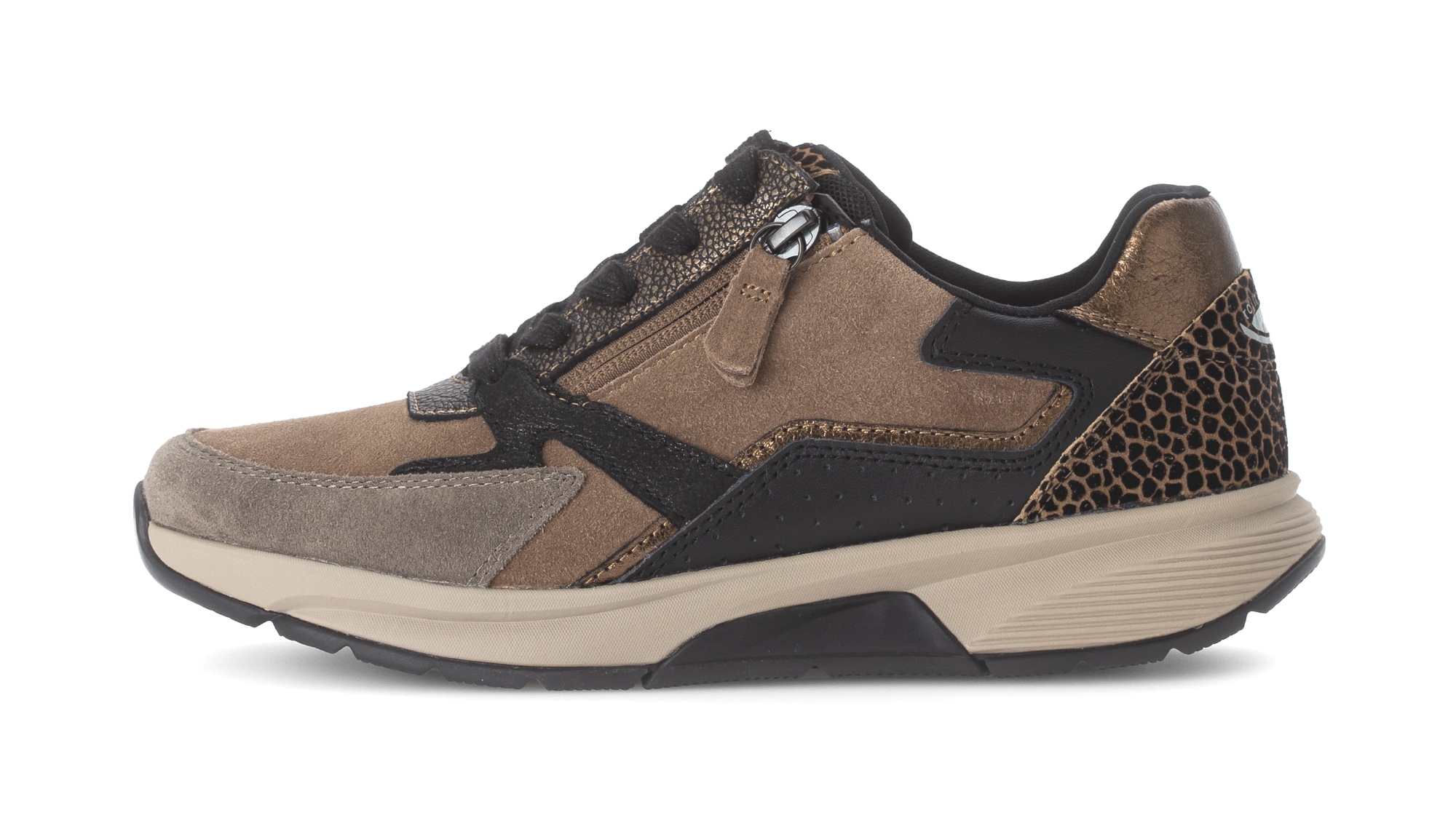 rollingsoft Baskets compensées  , chaussures à lacets, chaussures basses, chaussures de loisirs avec fermeture éclair supplémentaire