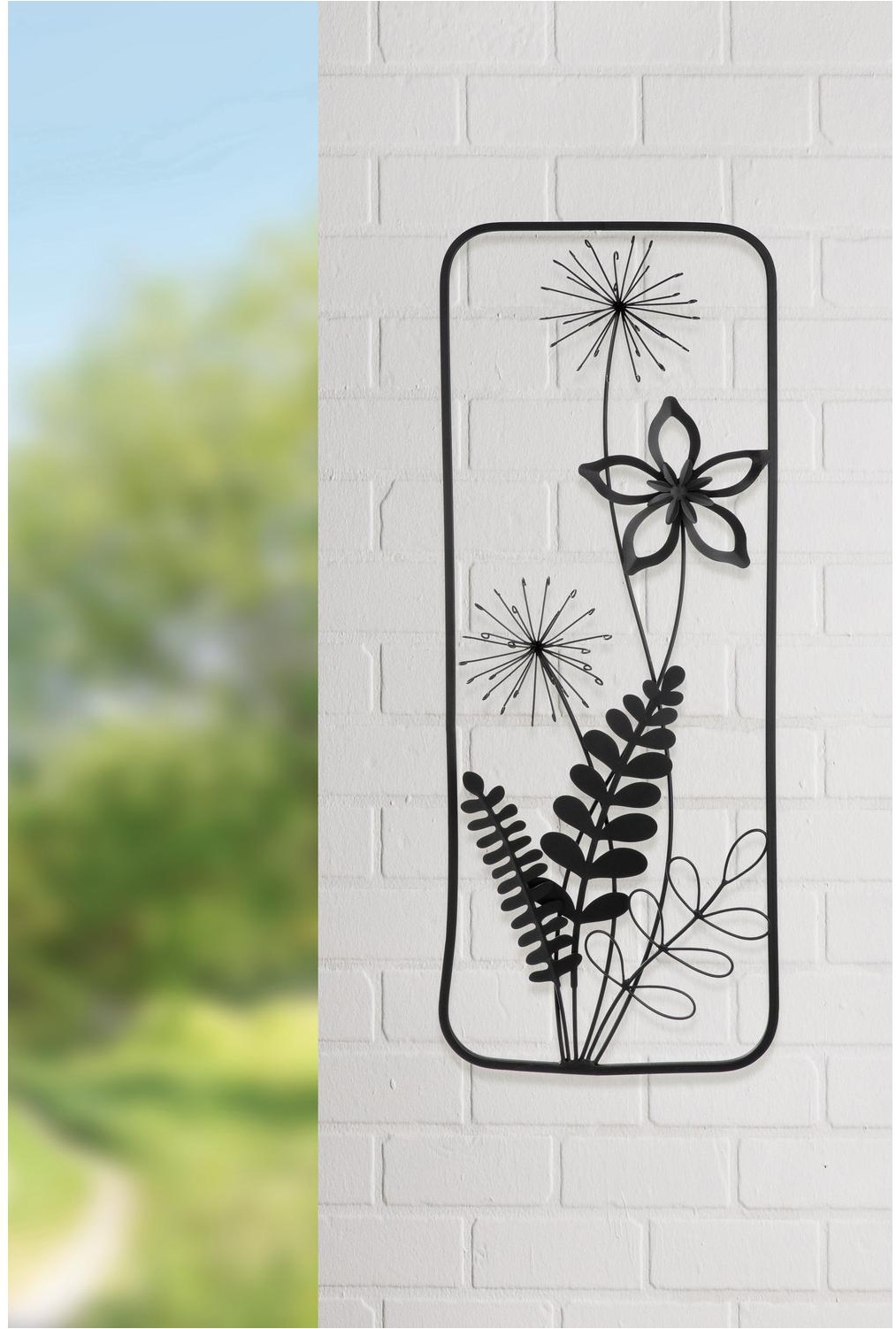 GILDE Wanddekoobjekt »Wandrelief, "Black Flowers", Blumenmotiv, Metall, schwarz« Wandrelief Black Flowers Blumen Wanddeko Wohnzimmer