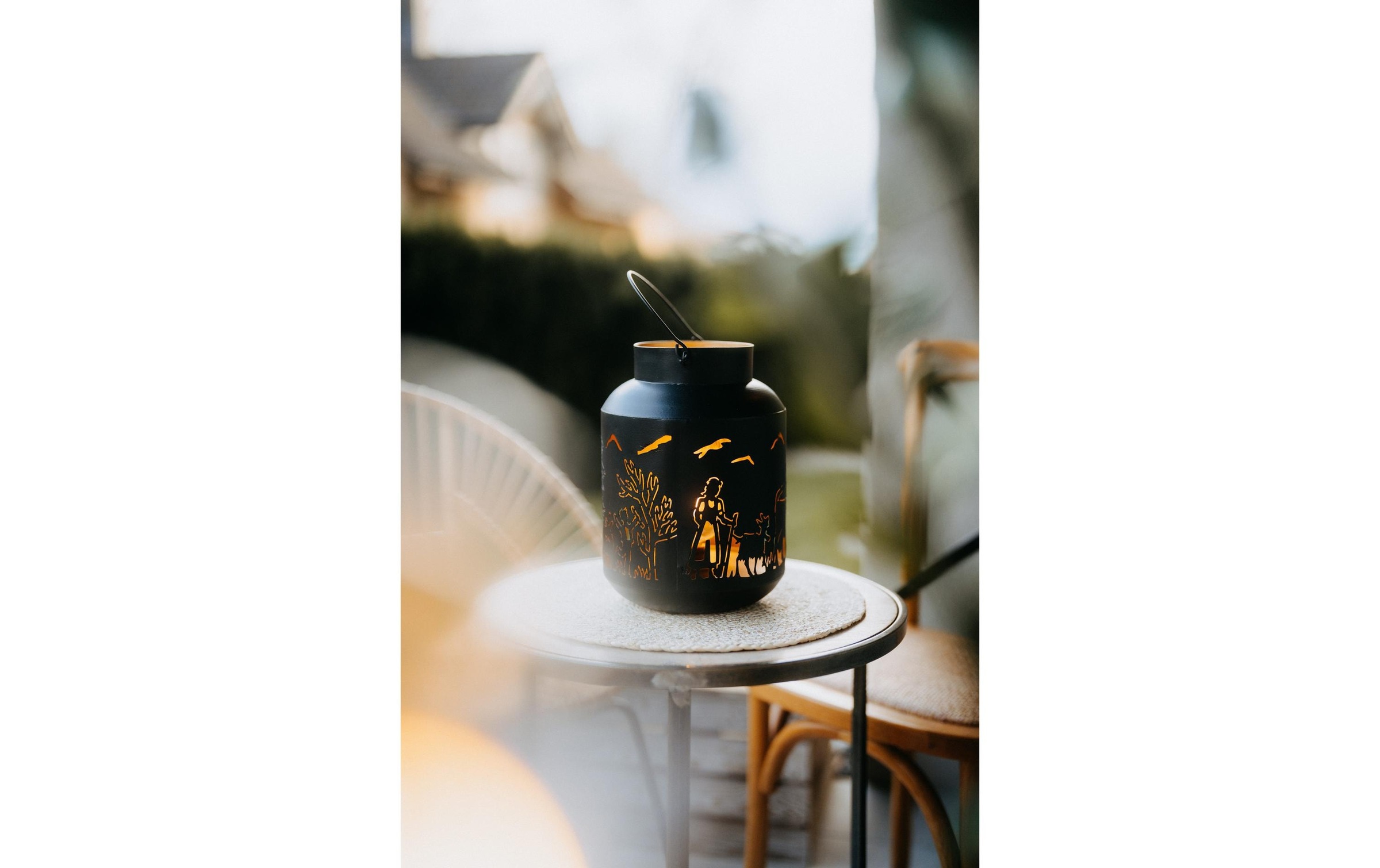 Kadastar Lanterne à bougie »Alpaufzug Familie 27 cm« Laterne Scherenschnitt