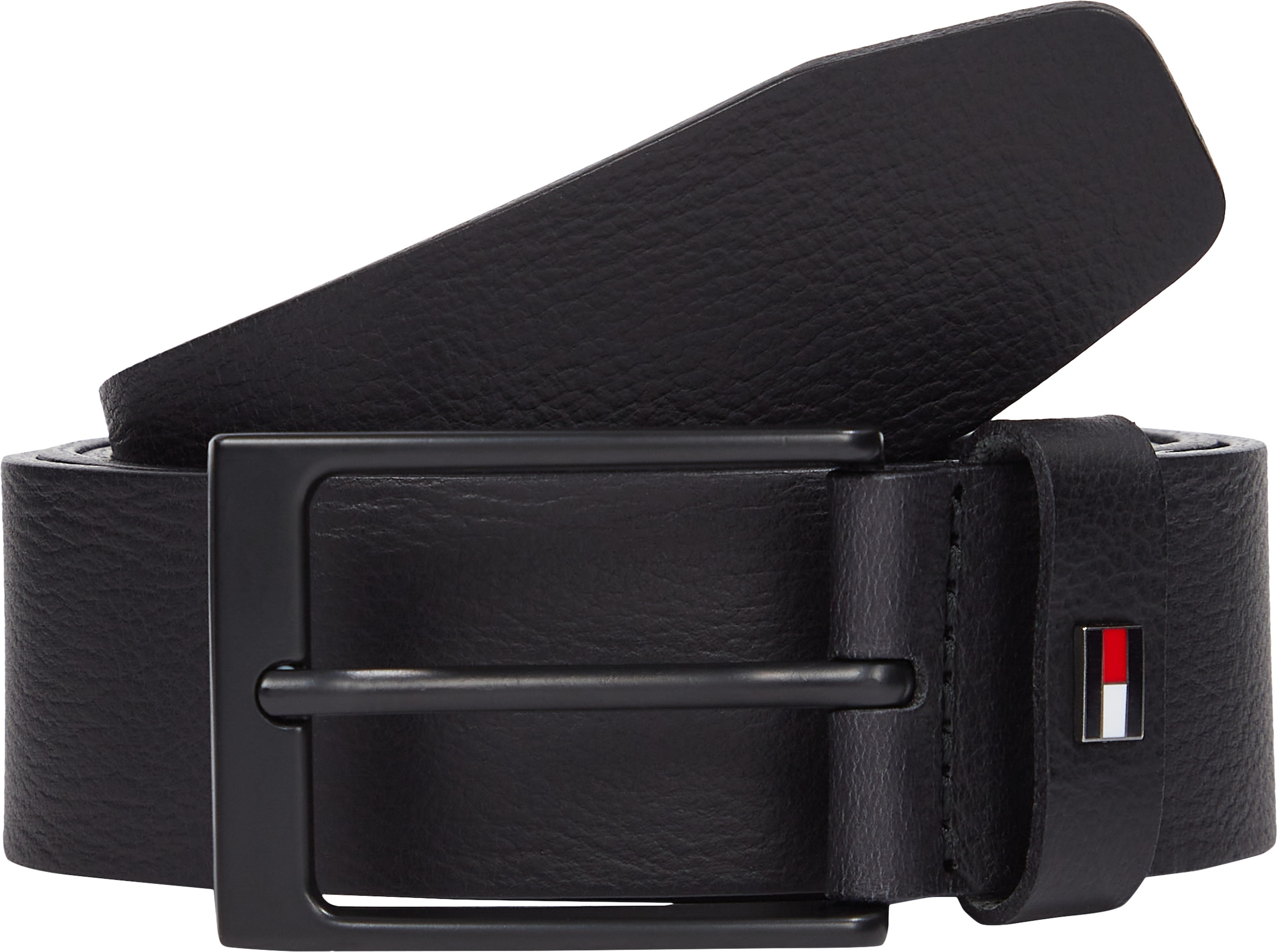 Tommy Hilfiger Ceinture en cuir »LAYTON 3.5 cm breit«, Metallpatch, Einfachdornschliesse