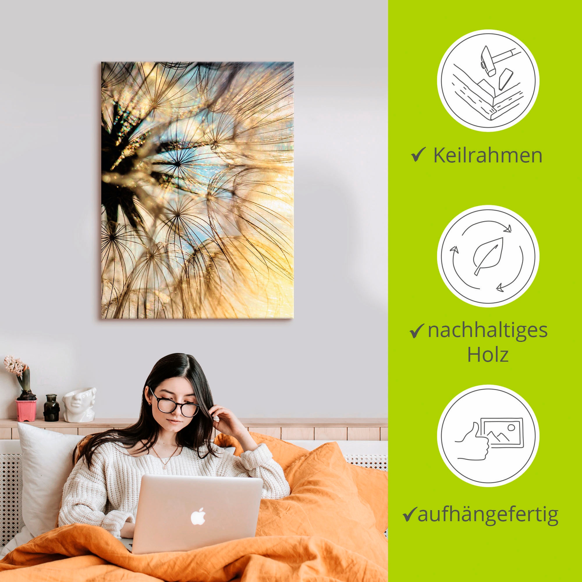 Artland Leinwandbild »Pusteblume Poesie« Blumen 1 Stk. tlg. auf Holzrahmen gespannt