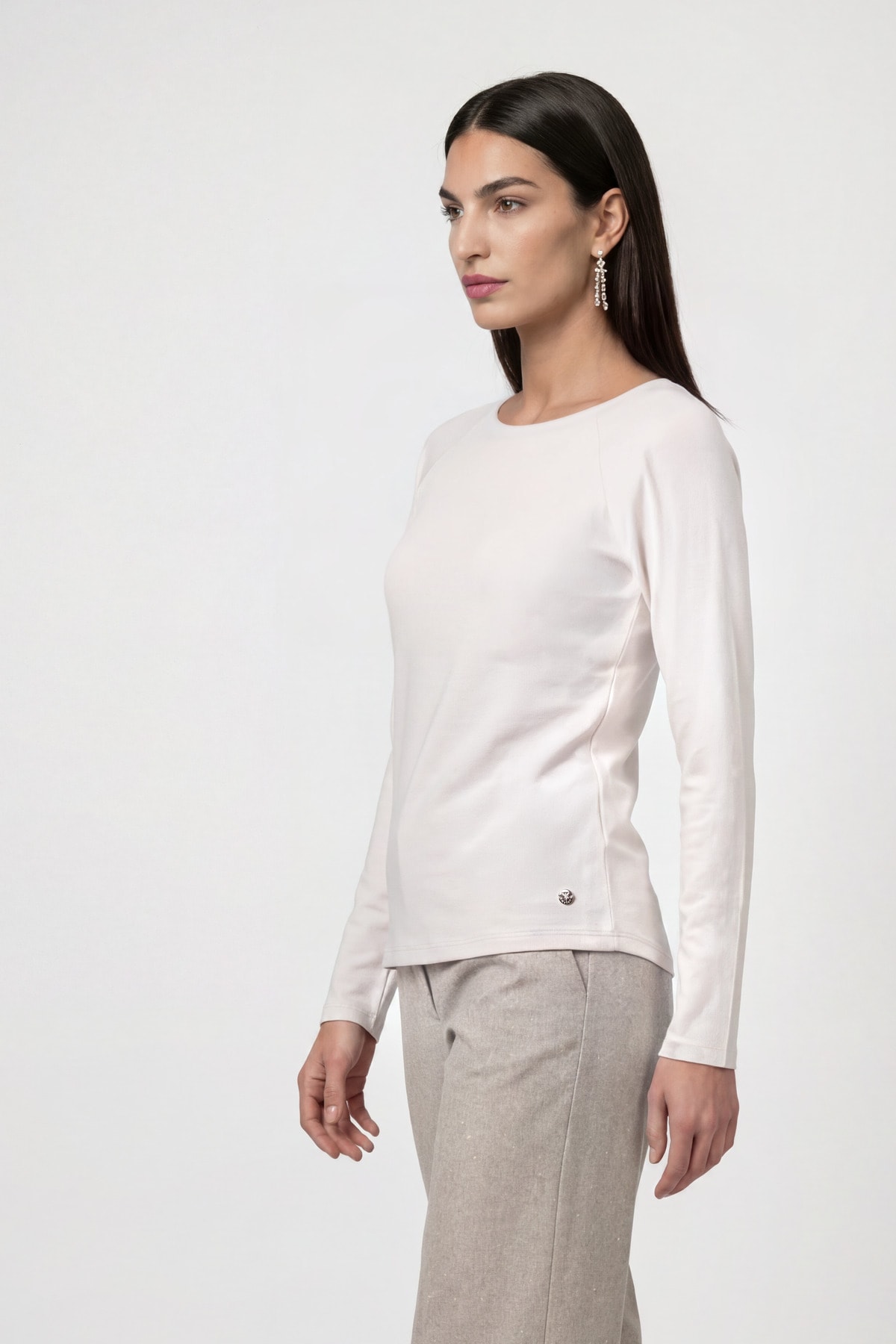 Monari T-shirt à manches longues »Basic« en mélange doux de viscose-modal, col rond