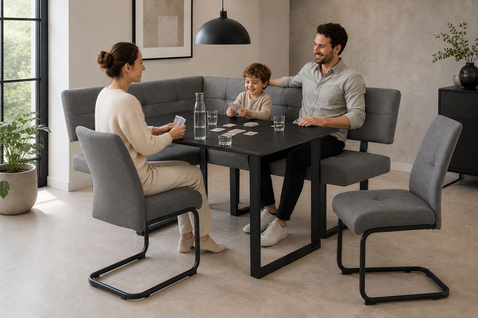 GOODproduct Eckbankgruppe »Alabama« Spar-Set, 4 tlg. Sitzgruppe mit Federkern, 2 Freischwingern und Sinterstein-Tisch