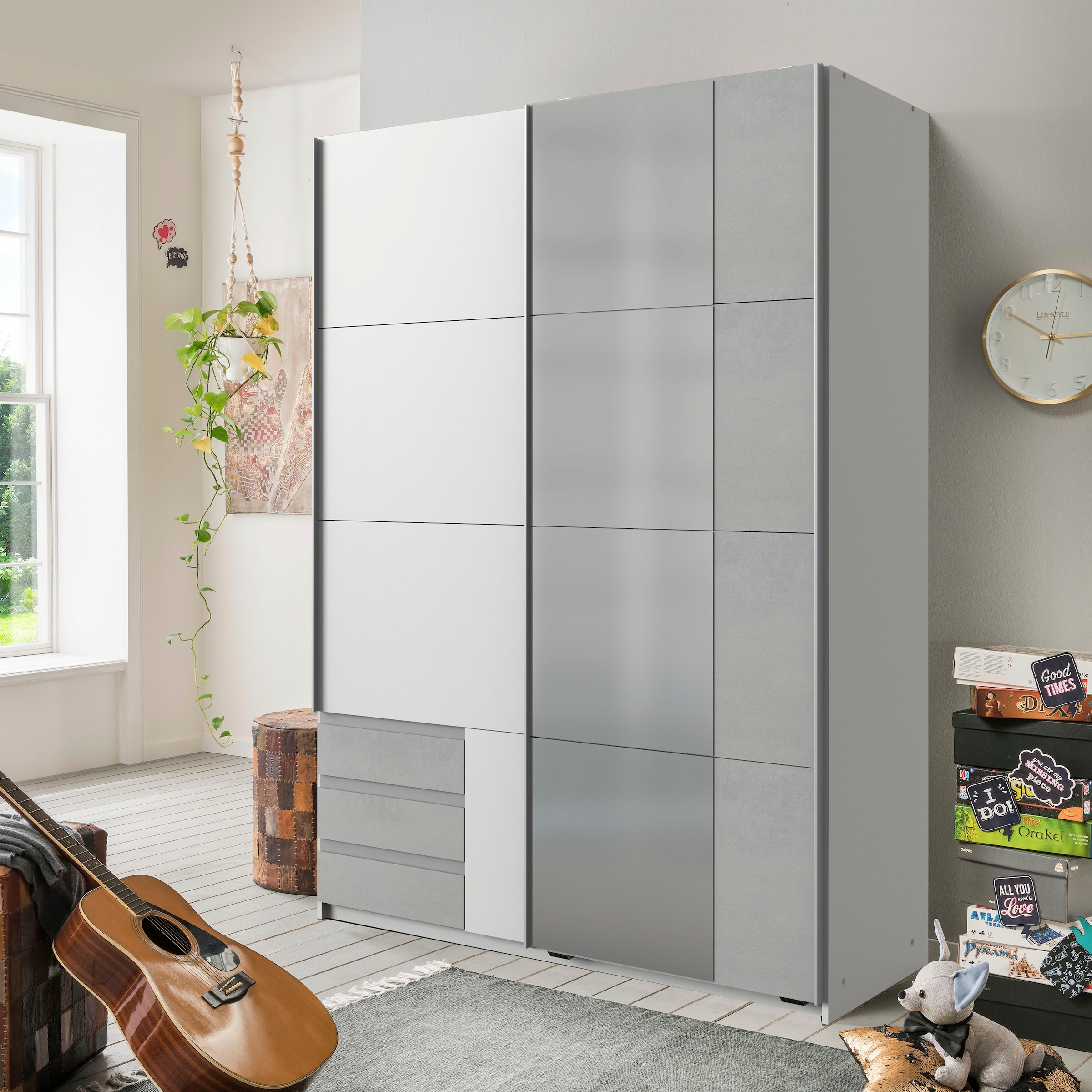 Wimex Schwebetürenschrank »Emden moderner Kleiderschrank mit Spiegel und Schubladen« Schlafzimmer Schrank Garderobenschrank mit Schwebetüren Topseller