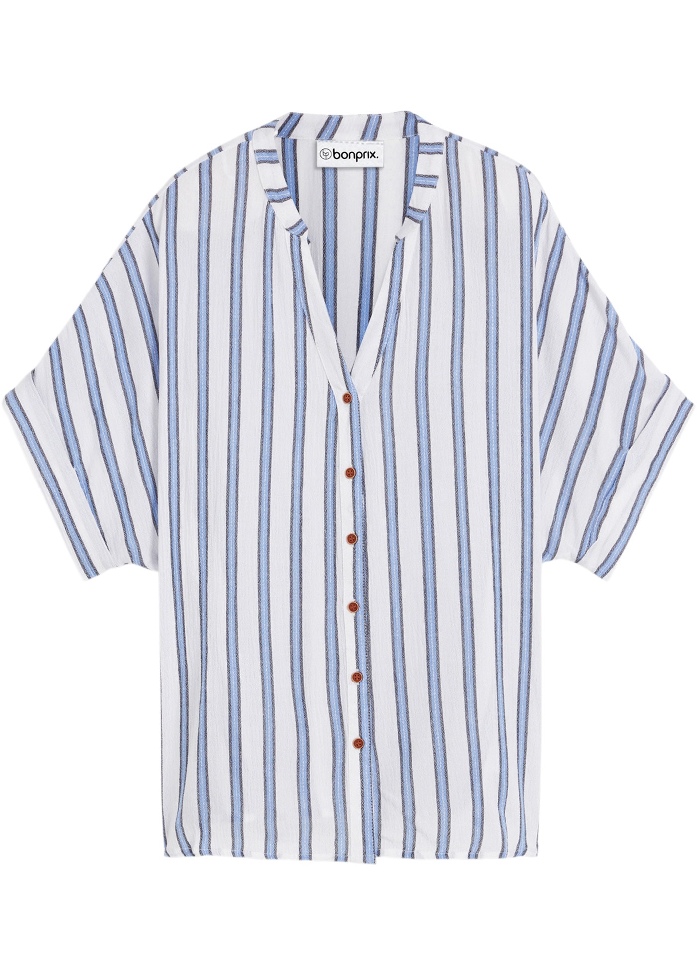 bonprix Blouse chemise mit schmalem Stehkragen und V-Ausschnitt