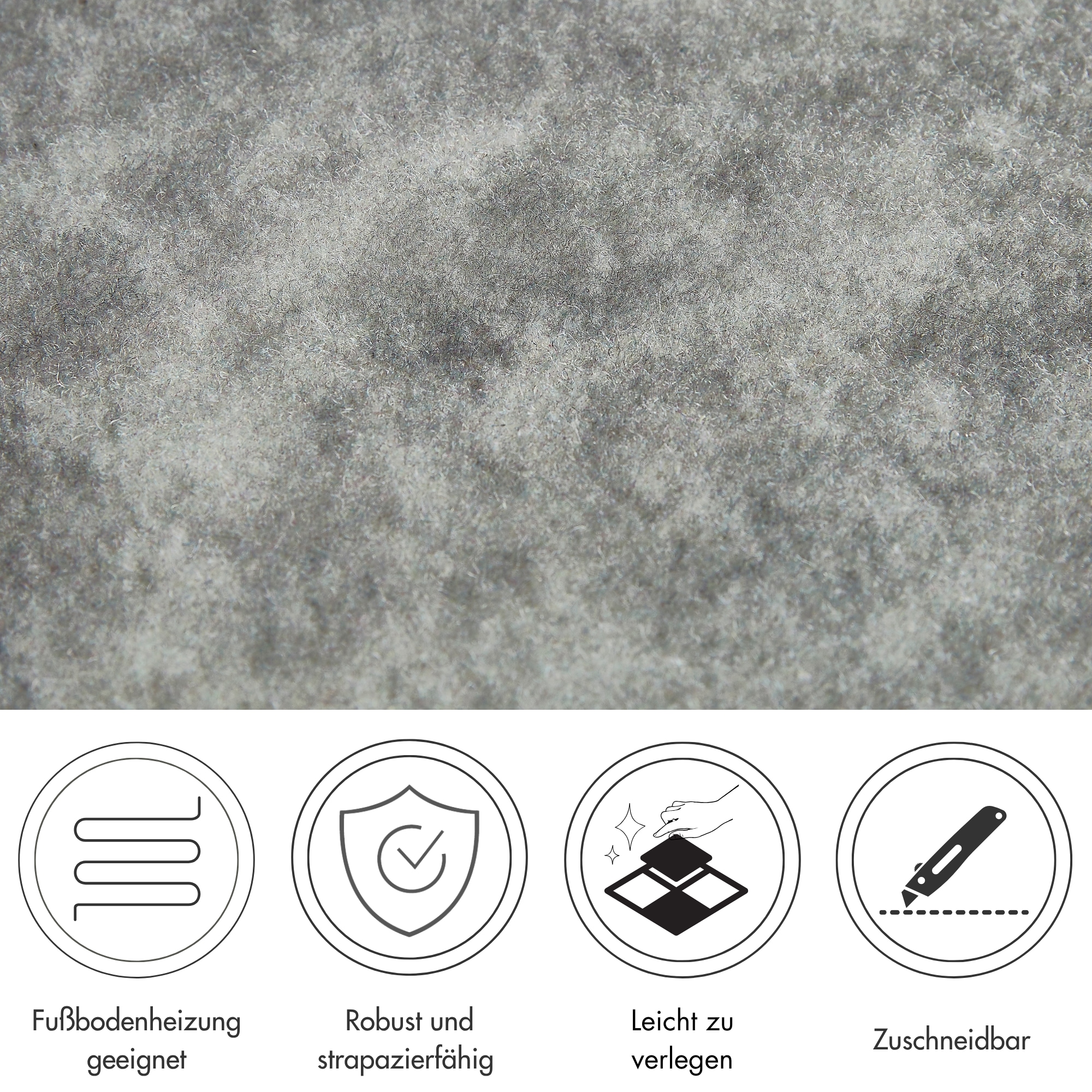 Andiamo Teppichfliese »Colmar Nadelfilz, Gesamthöhe 4 mm« quadratisch 40x40 cm, selbstklebend, robust & strapazierfähig, 25 Stück (4 qm)