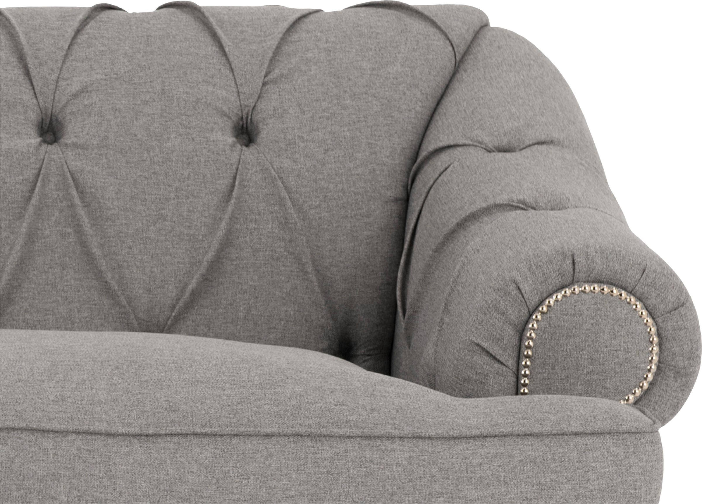 Home affaire 3-places »Alegra« mit Knopfheftung im Rücken, Keder und Nieten in Armlehnen