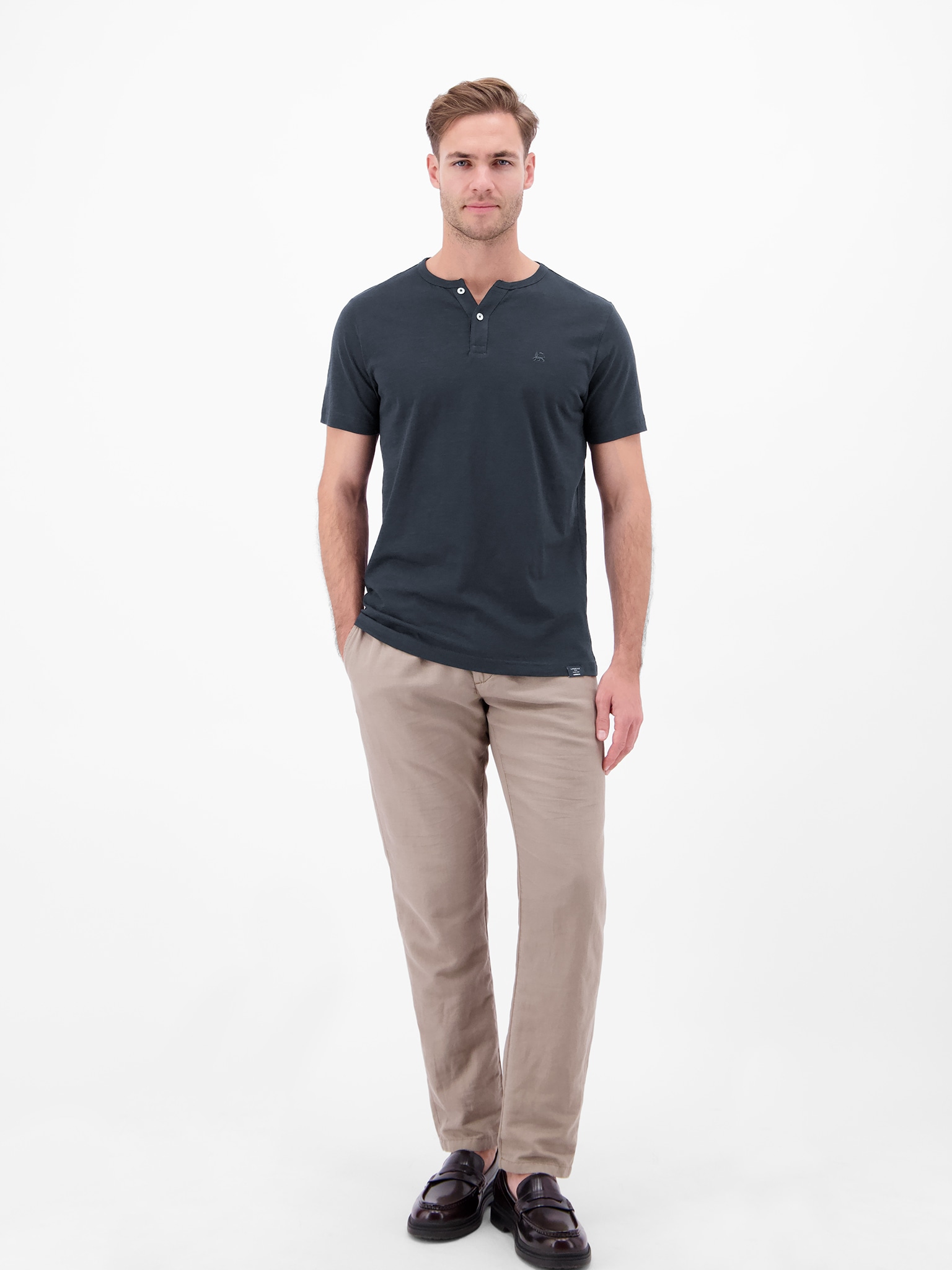 LERROS Kurzarmshirt mit Serafino-Kragen