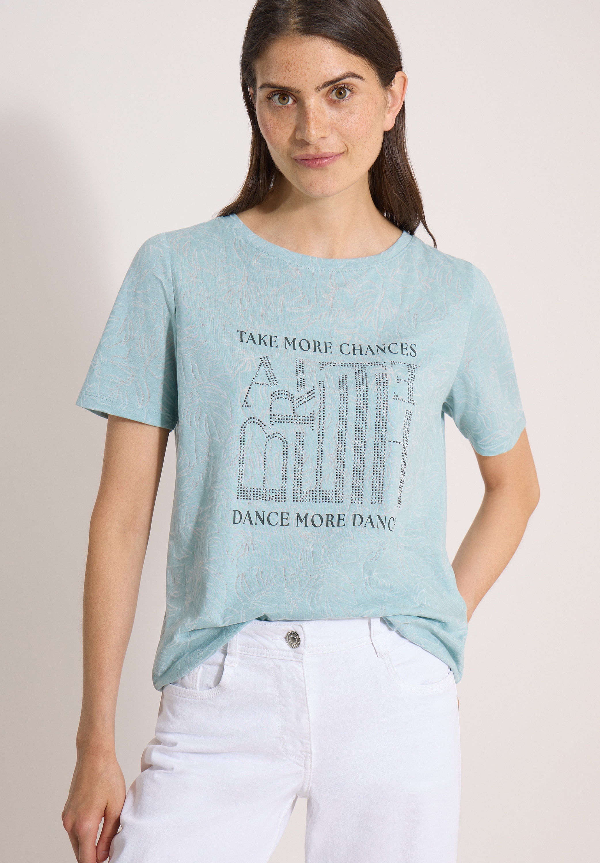 Cecil T-shirt imprimé T-shirt d'été, ceinture élastique, effet burnout