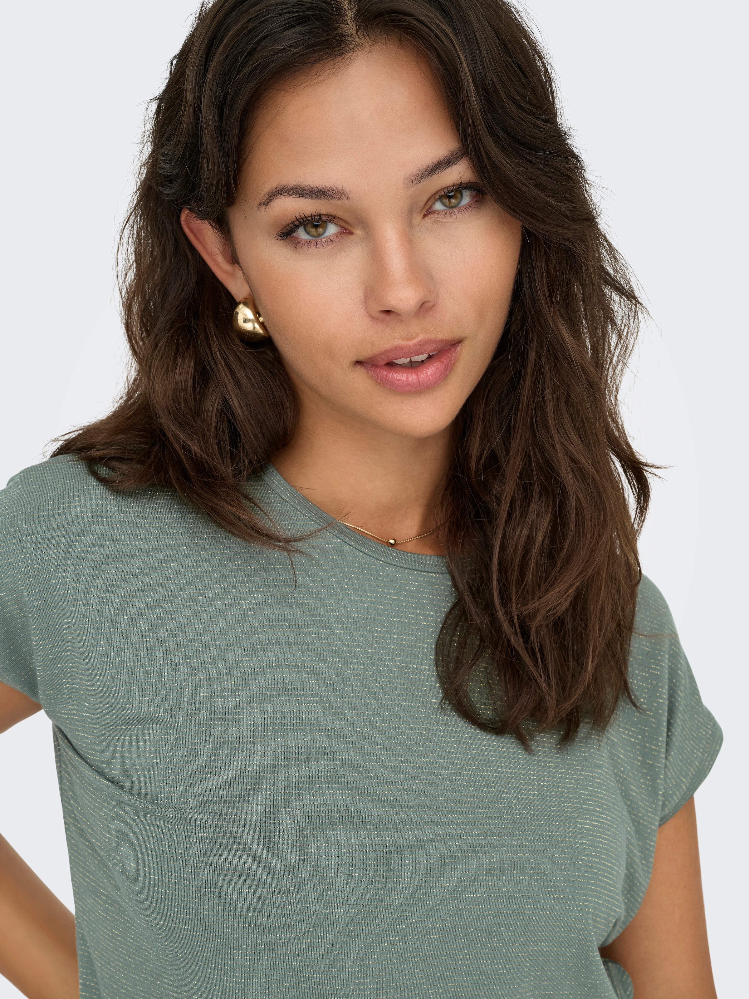 ONLY Kurzarmshirt »ONLCLAUDIA S/S GLITTER STRIPE TOP JRS«