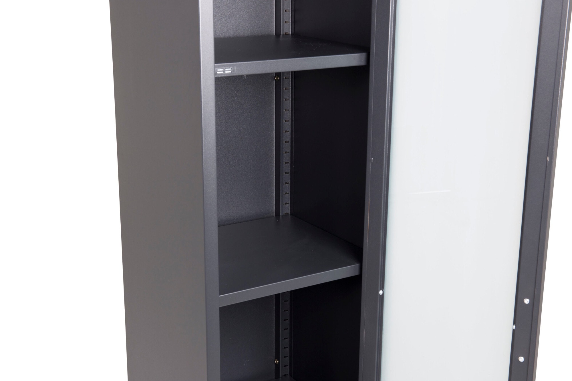 Venture Home Vitrines »Acero, schmaler Stauraumschrank in Schwarz-Stahl, Höhe 150 cm« Revêtement poudre, étroit, haut, moderne