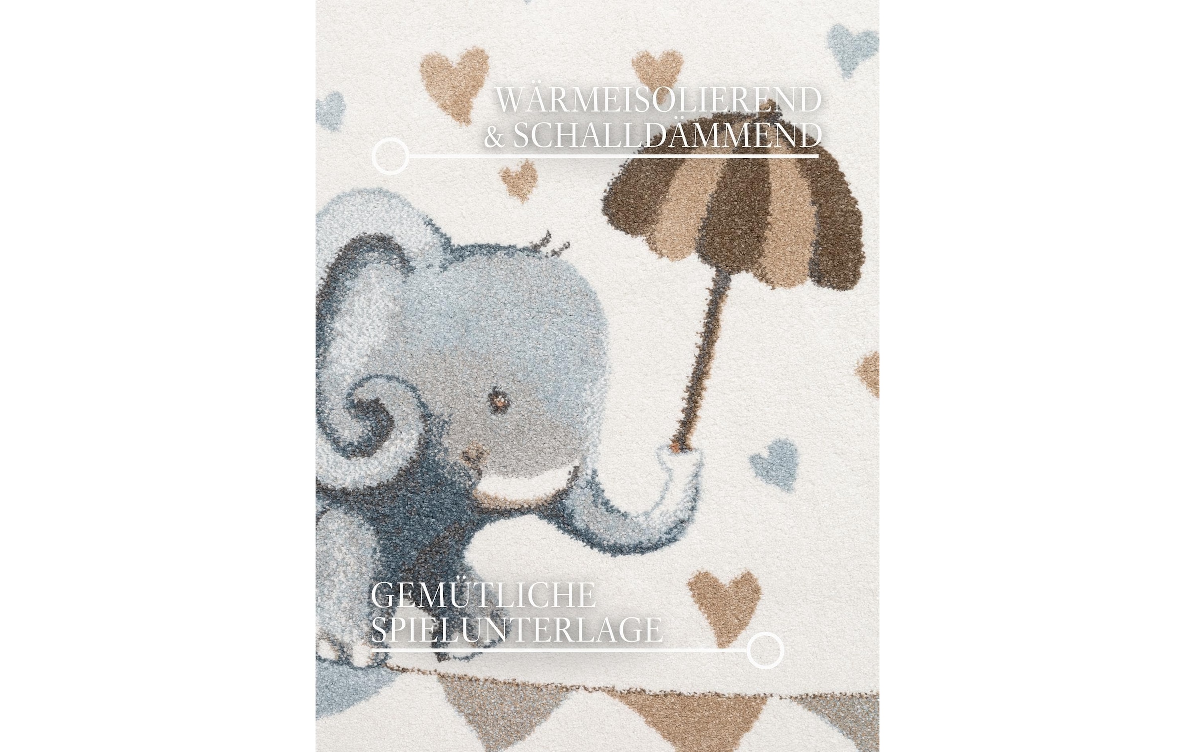 Villeroy & Boch Kinderteppich »Walk like an Elephant Rainy« rund 9 mm Höhe Spielteppich weich, Kinderzimmer, Boho Kids Spielunterlage, Tieremotiv