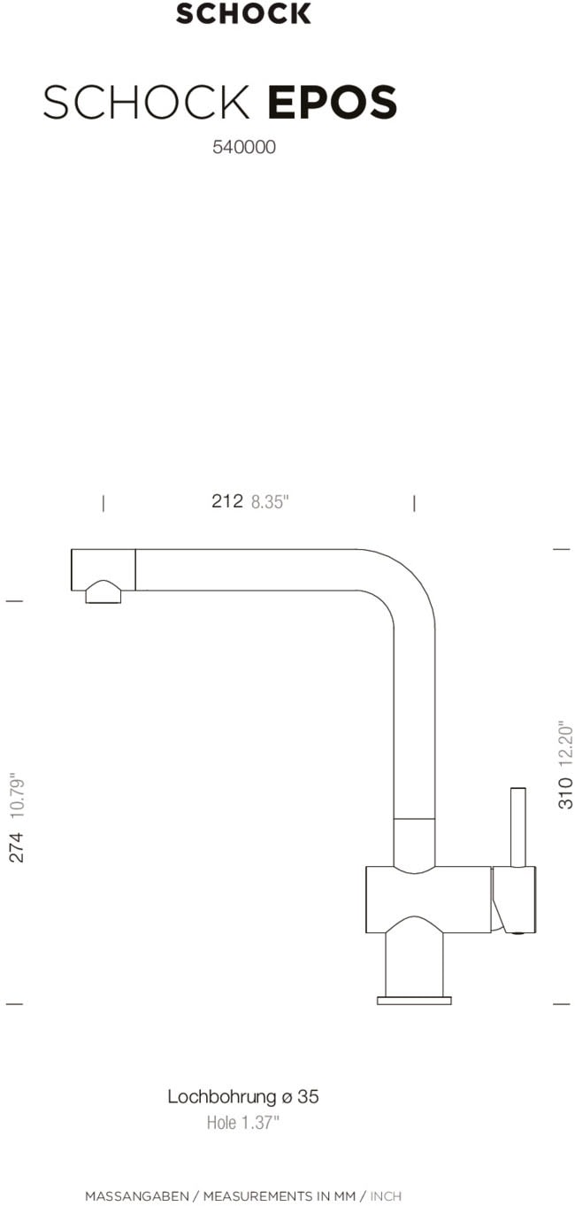 Schock Robinetterie de cuisine »Epos« Festauslauf, Schwenkbereich 360°