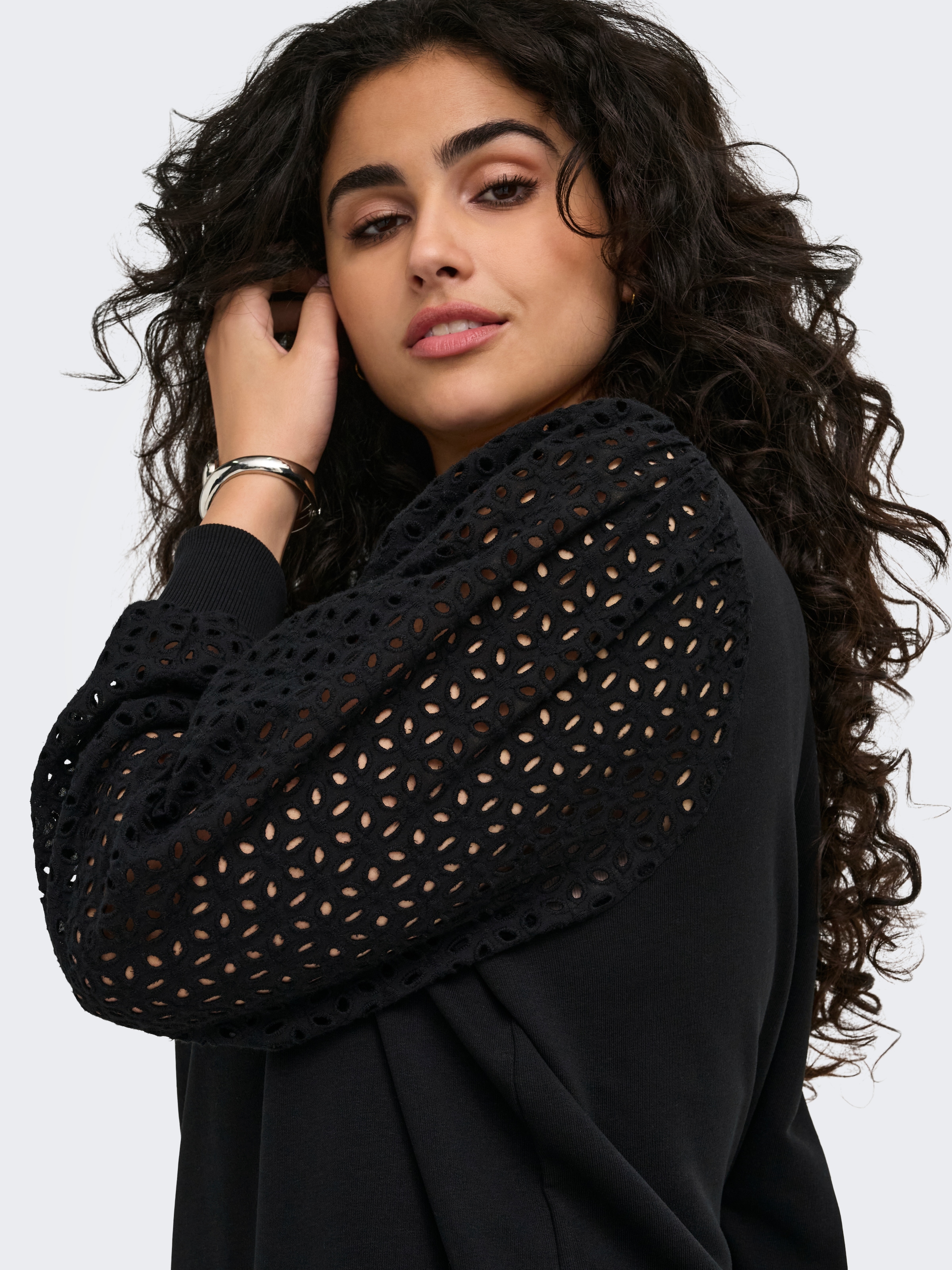 ONLY CARMAKOMA Robe midi »CARDONNA L/S MIX O-NECK MIDI DRESS JRS« mélange de coton