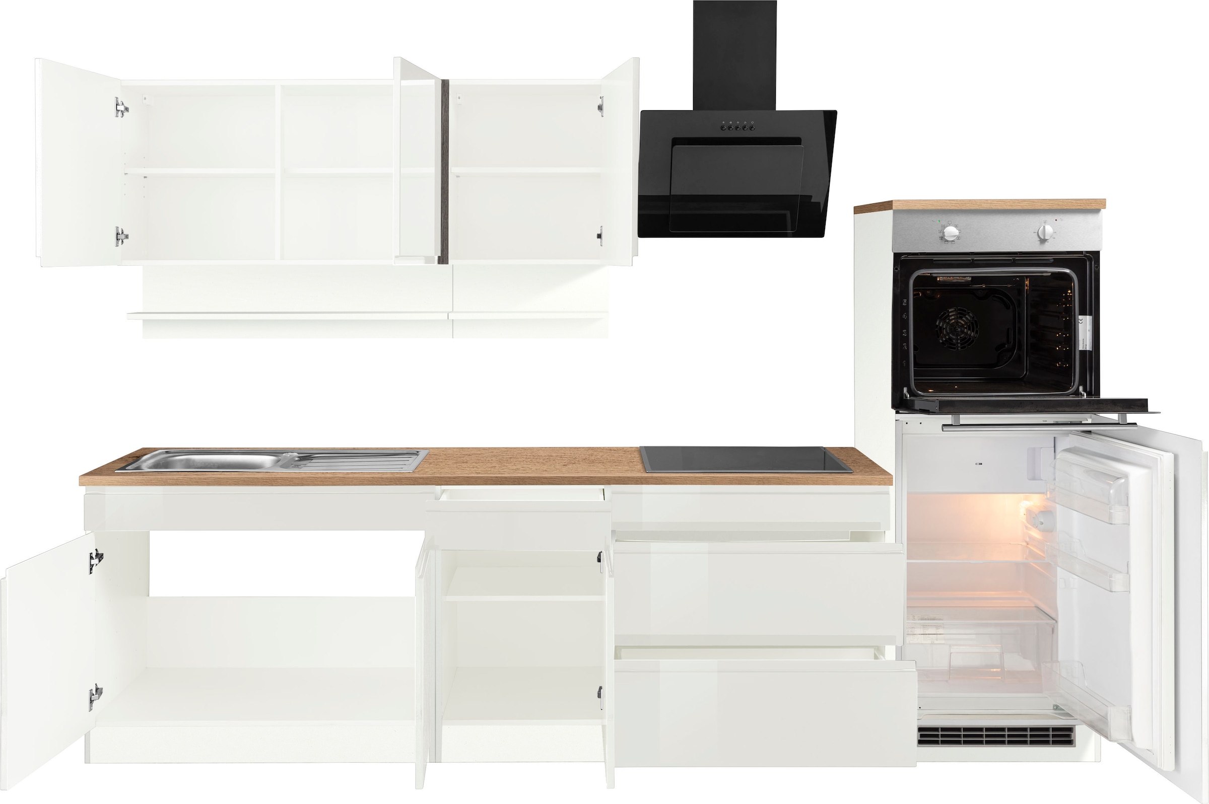 KOCHSTATION Kitchenette »KS-Virginia,neu in verbesserter Ausführung« plan de travail épaisseur 38 mm, rangement, fermeture douce,  Largeur 290, fonction Soft-Close, sans appareils électriques