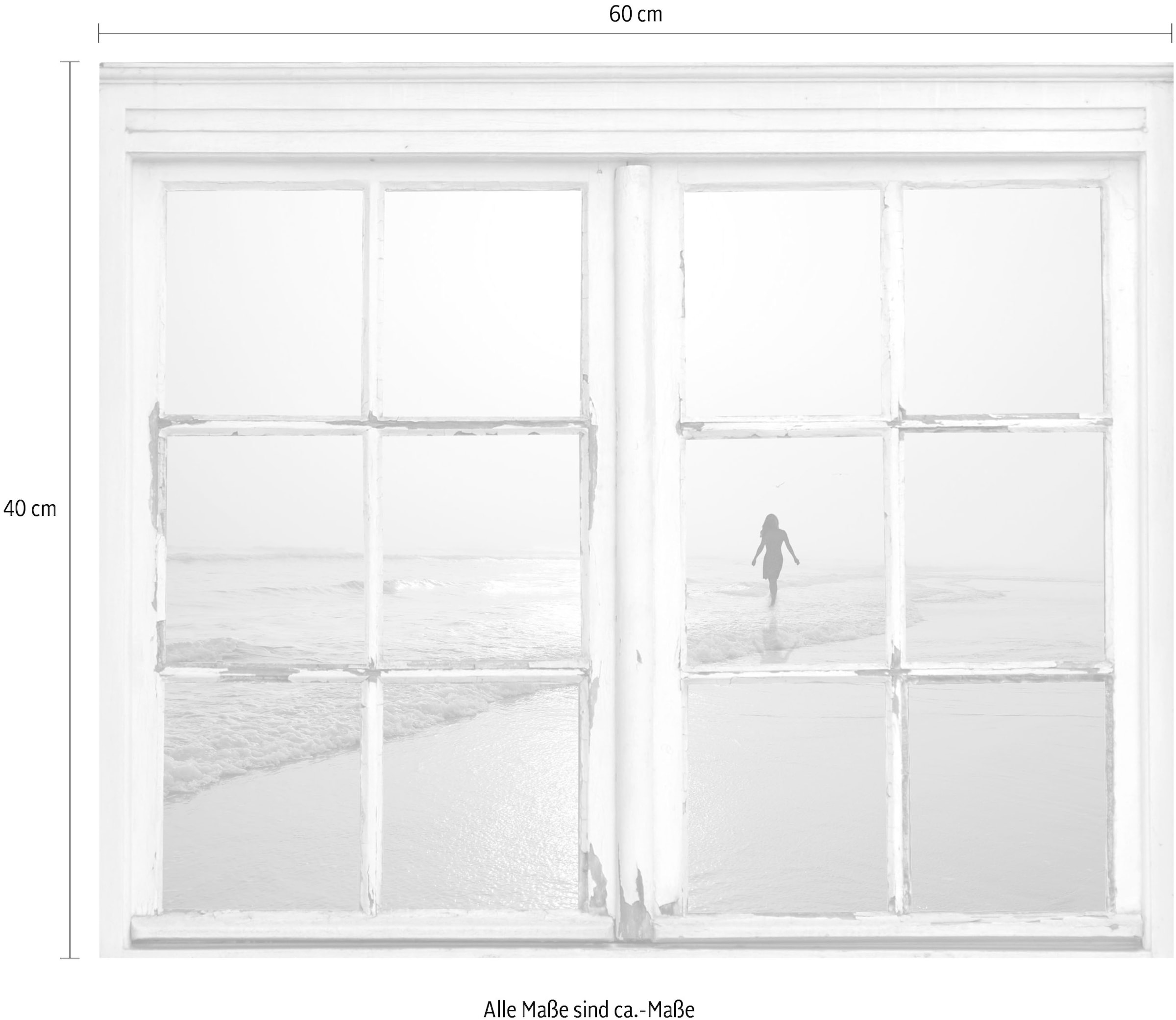 queence Autocollants muraux »Frau am Strand« Wandsticker, Wandbild, selbstklebend, Strand, Frau