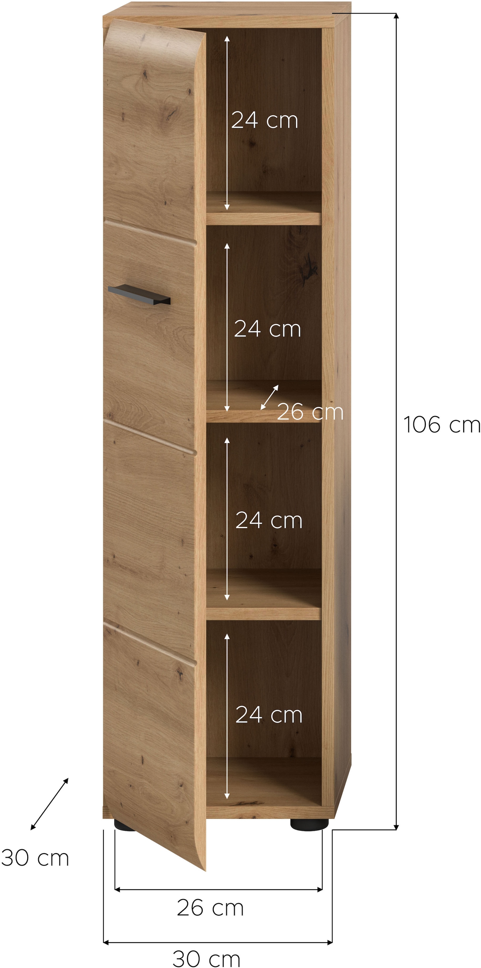 INOSIGN Armoire de rangement 1 cuis tlg. Florenz, Badschrank Artisan Oak NB, Höhe 106 cm, Bad