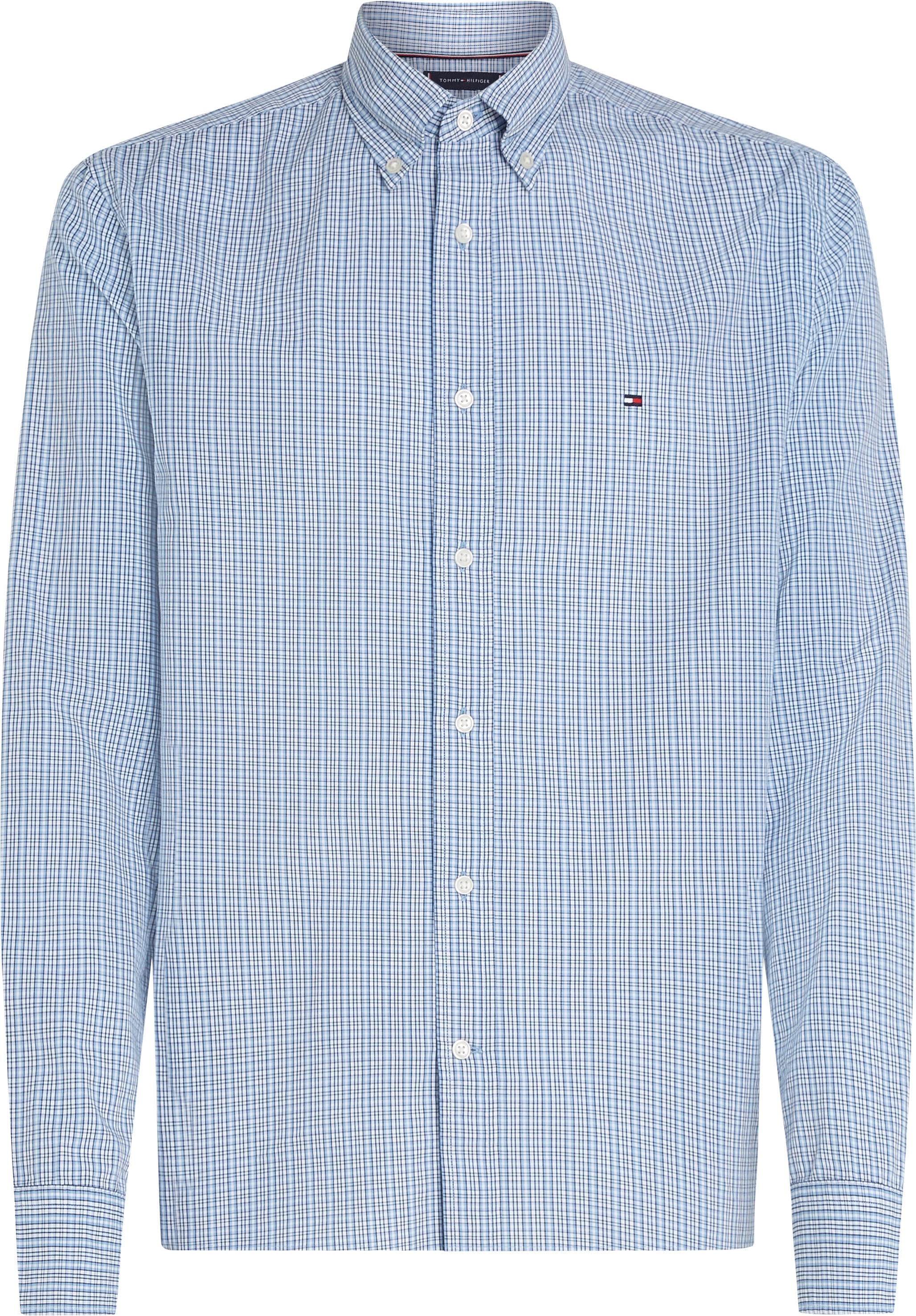 Tommy Hilfiger Langarmhemd »FLEX POPLIN SMALL TARTAN SHIRT« regular fit, kleinkariert, Button-down-Kragen
