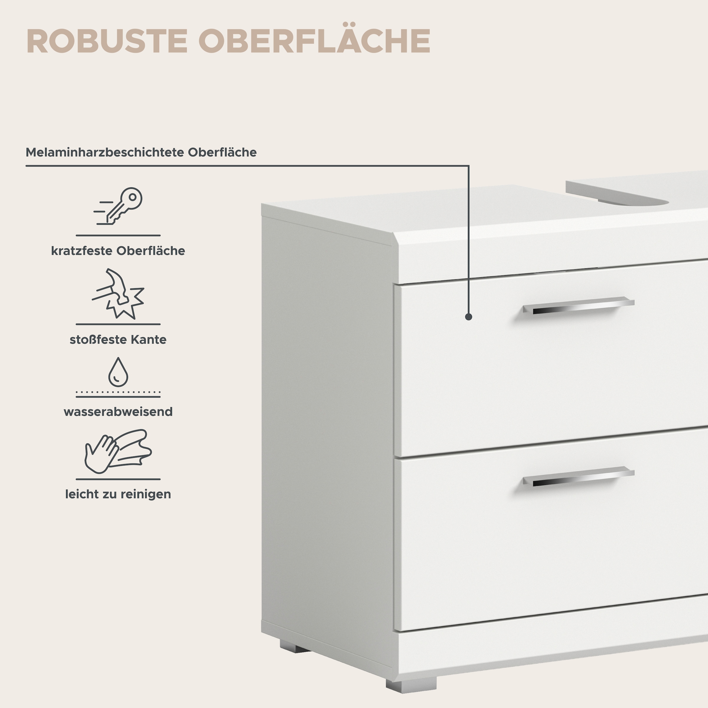 welltime Badmöbel-Set »SIENA, 2-teilig, Waschbeckenunterschrank & Spiegelschrank, MDF-Front«