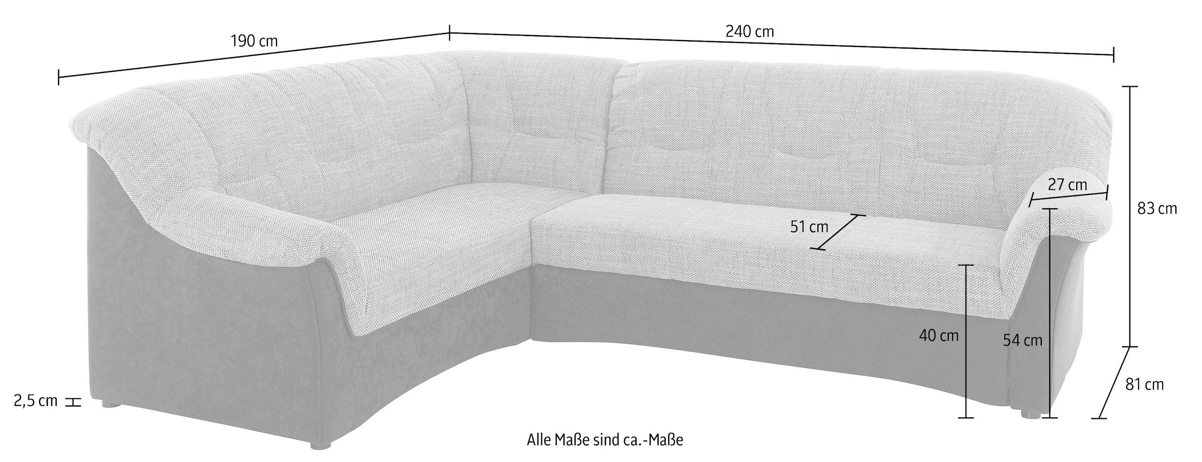 DOMO collection Ecksofa »Sarafina zeitlos und komfortabel, optional mit Federkern, L-Form« wahlweise mit Bettfunktion