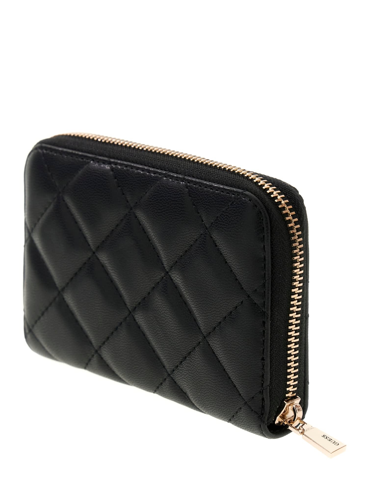 Guess Porte-monnaie »JULIET SLG MEDIUM ZIP AROUND« Damen Geldbeutel, Portemonnaie mit goldfarbenem Guess-Logo
