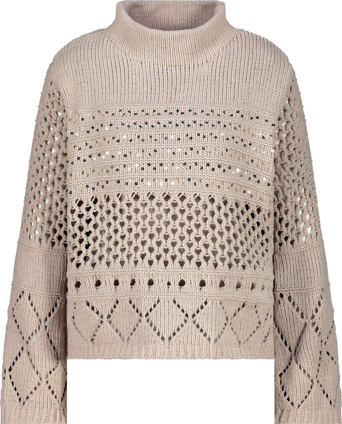 Monari Pull en tricot »Pullover Chenille Ajour« Regular fit mit Stehkragen