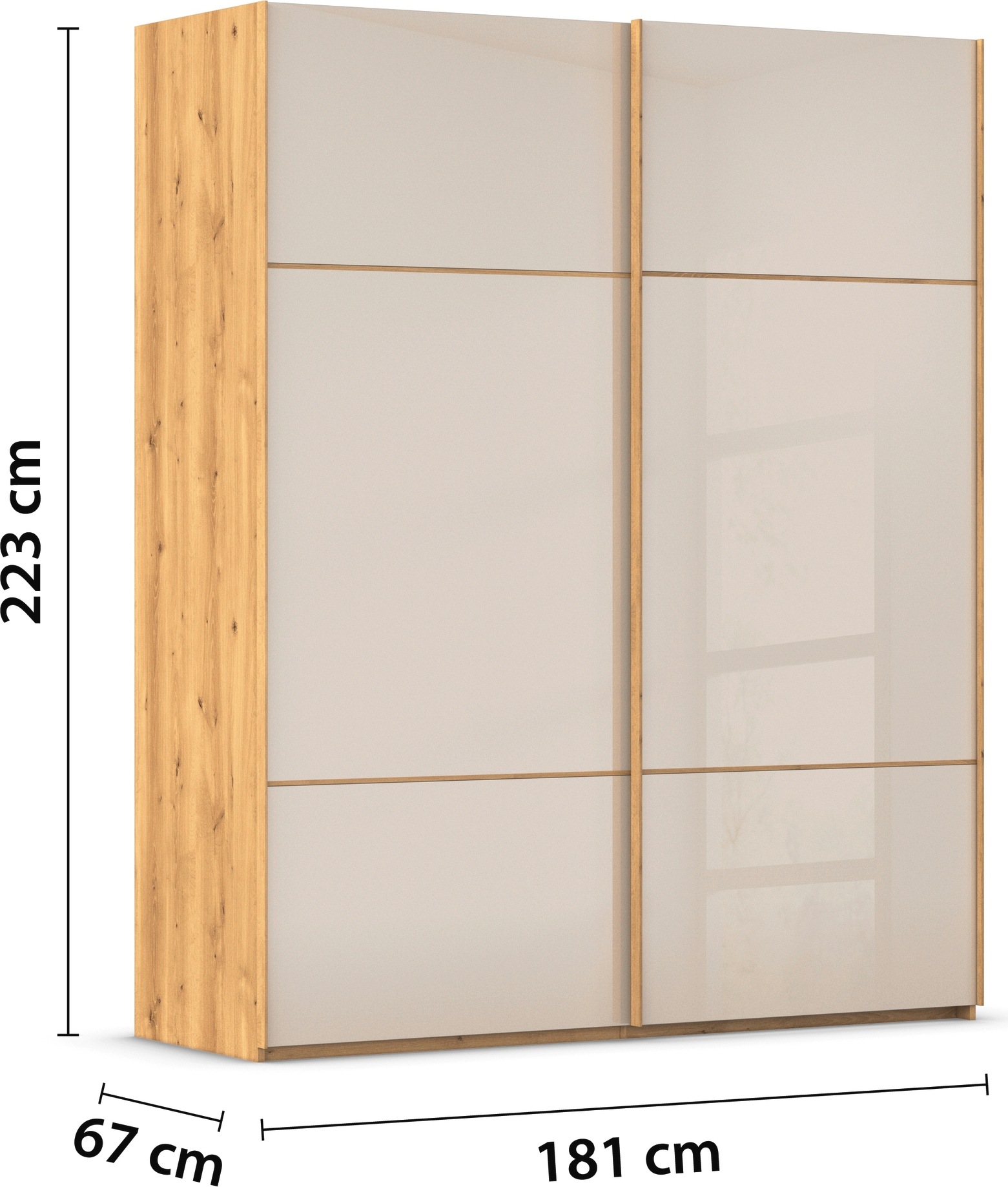 rauch »Kleiderschrank Schrank Garderobe Schlafzimmerschrank SCALE-TRIO« edle dreigeteilte Front mit 2 Zierleisten Glasfront MADE IN GERMANY