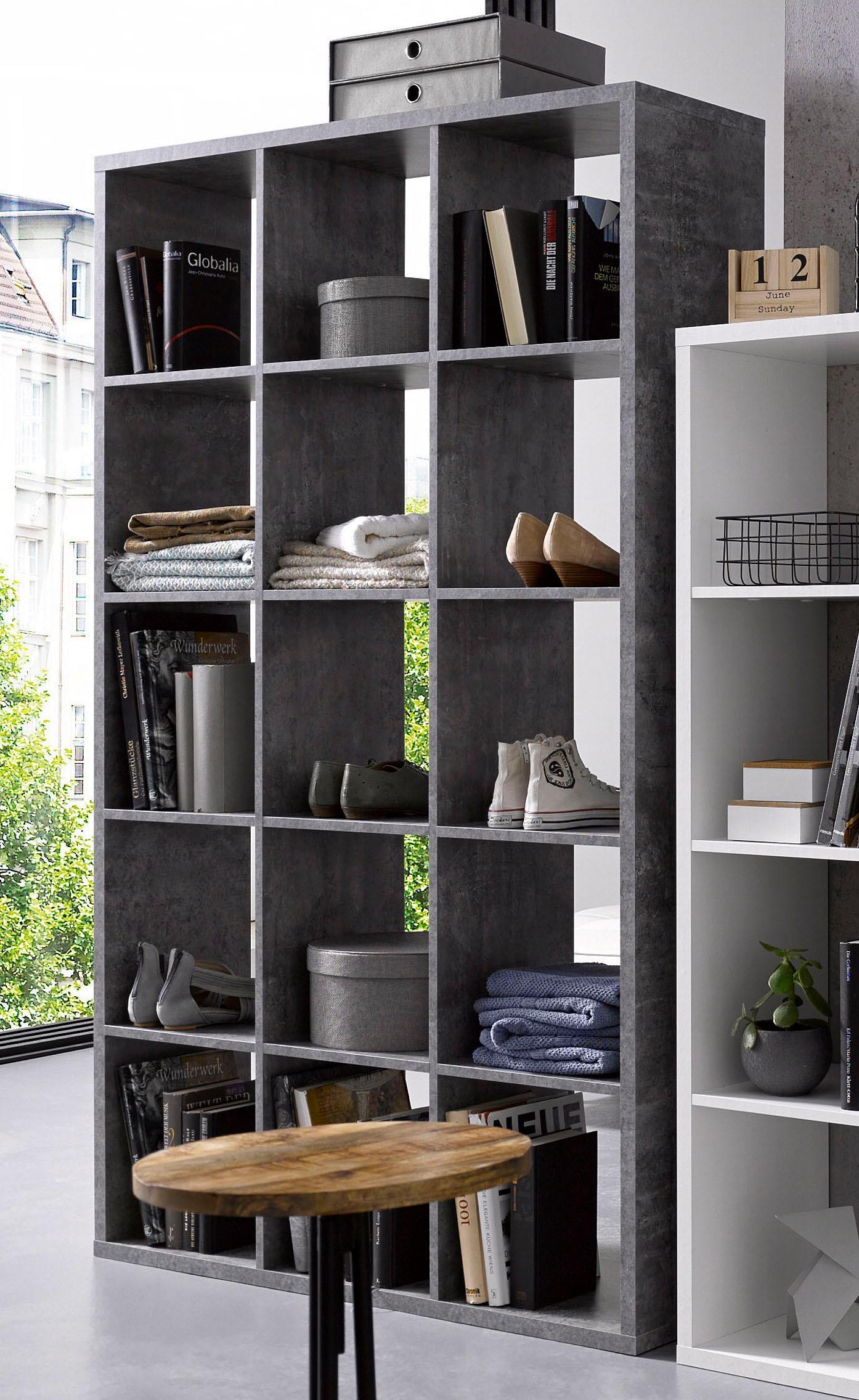 FORTE Étagère sur pied »Mauro, Raumteiler, sorgt für Stil und Ordnung« L/H/P env. 107/176/32 cm,  5 compartiments, chaque compartiment supporte jusqu’à 5 kg, taille compartiment 33x33cm