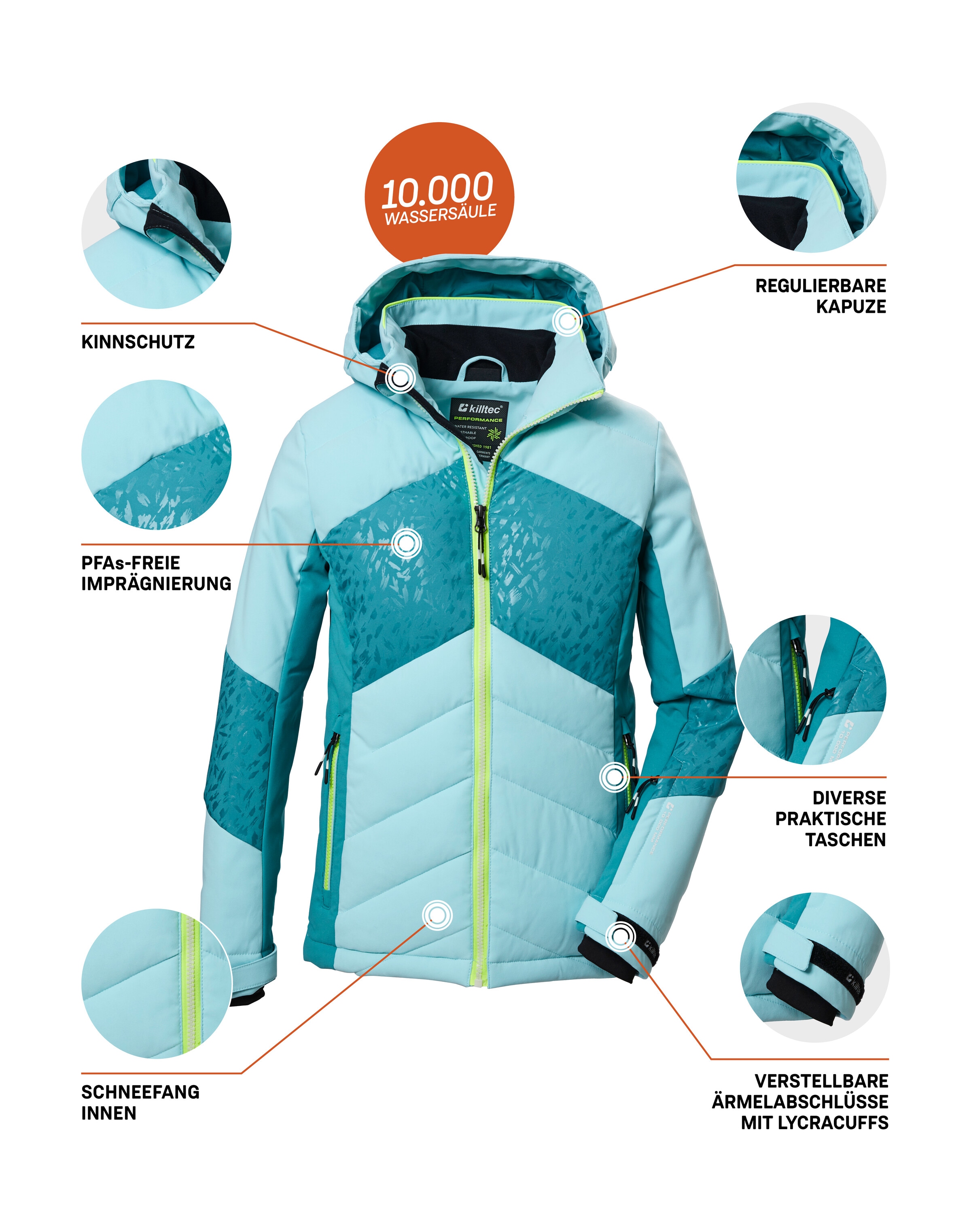 Killtec Veste de ski »KSW 342 GRLS SKI QLTD JCKT« Veste de ski déperlante et respirante avec poignets réglables