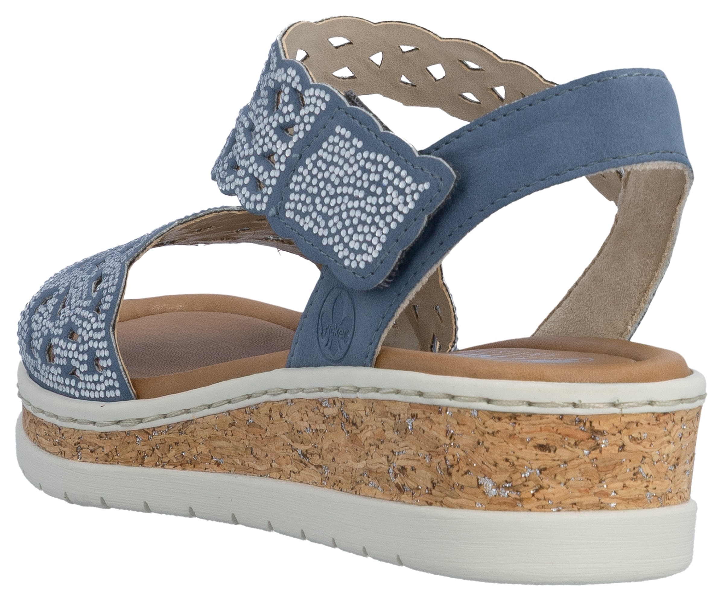 Rieker Sandales compensées  Sandale compensée, chaussure d'été, chaussure de vacances avec strass