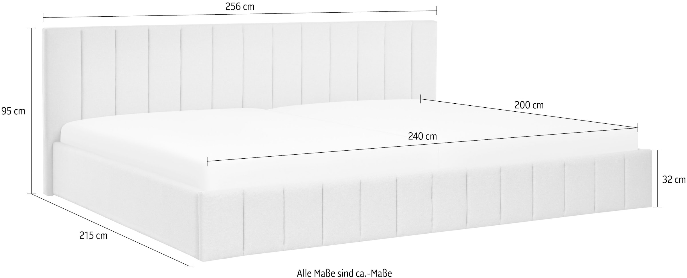 Home affaire Lit rembourré »MANTEIGAS, Familienbett mit hochwertigem Strukturstoff« surface de couchage 120x200 et 240x200 cm, sans sommier à lattes ni matelas