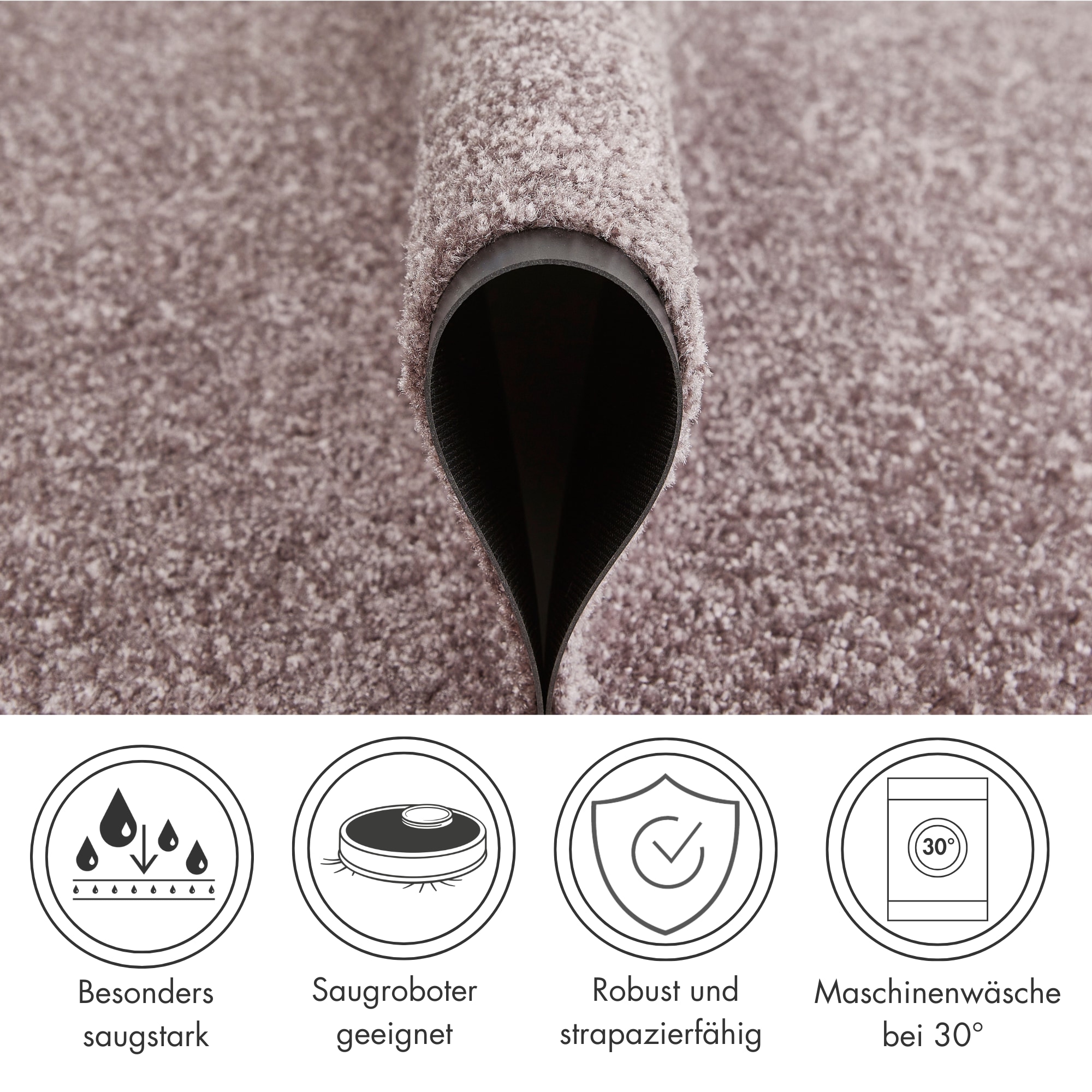 Andiamo Tapis de sol »Super Wash & Clean, Made in Belgium« Rectangulaire 7 mm Höhe Schmutzfangmatte, Uni Farben, rutschhemmend, waschbar