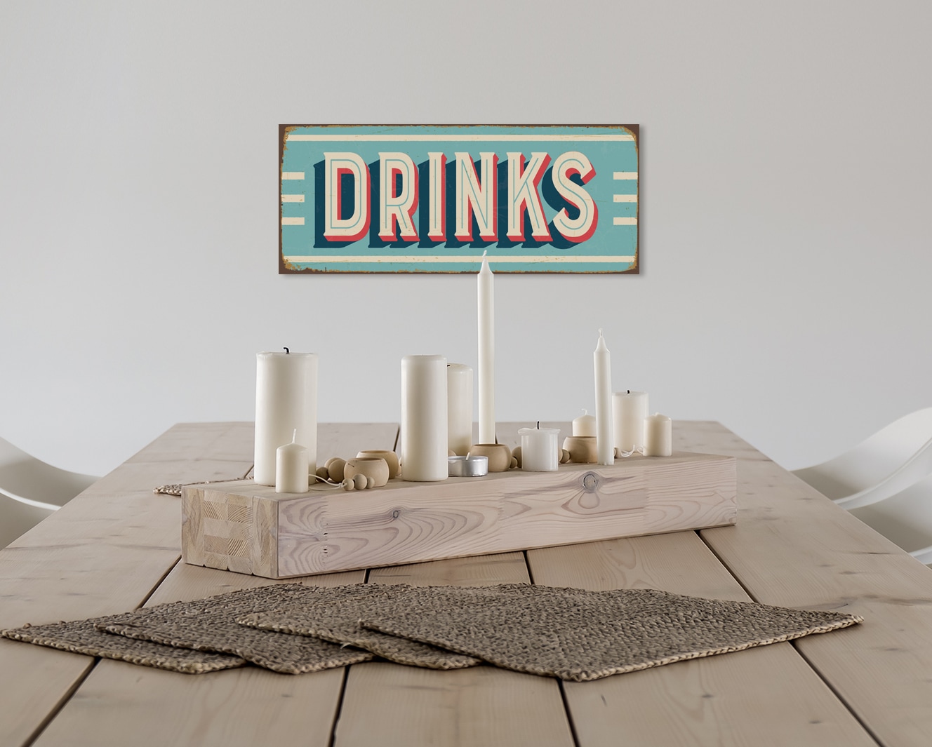 queence Metallbild »DRINKS« Sprüche & Texte Schriftzug, Stahlschilder