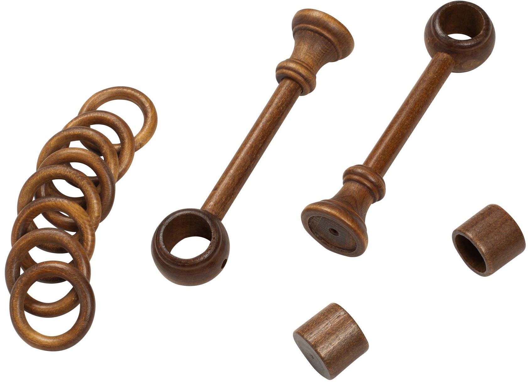 SN DECO GROUP Gardinenstange »Cafiro« 1 läufig-läufig Fixmass 28 mm, Holz, verschiedene Längen und Farben, Komplettset